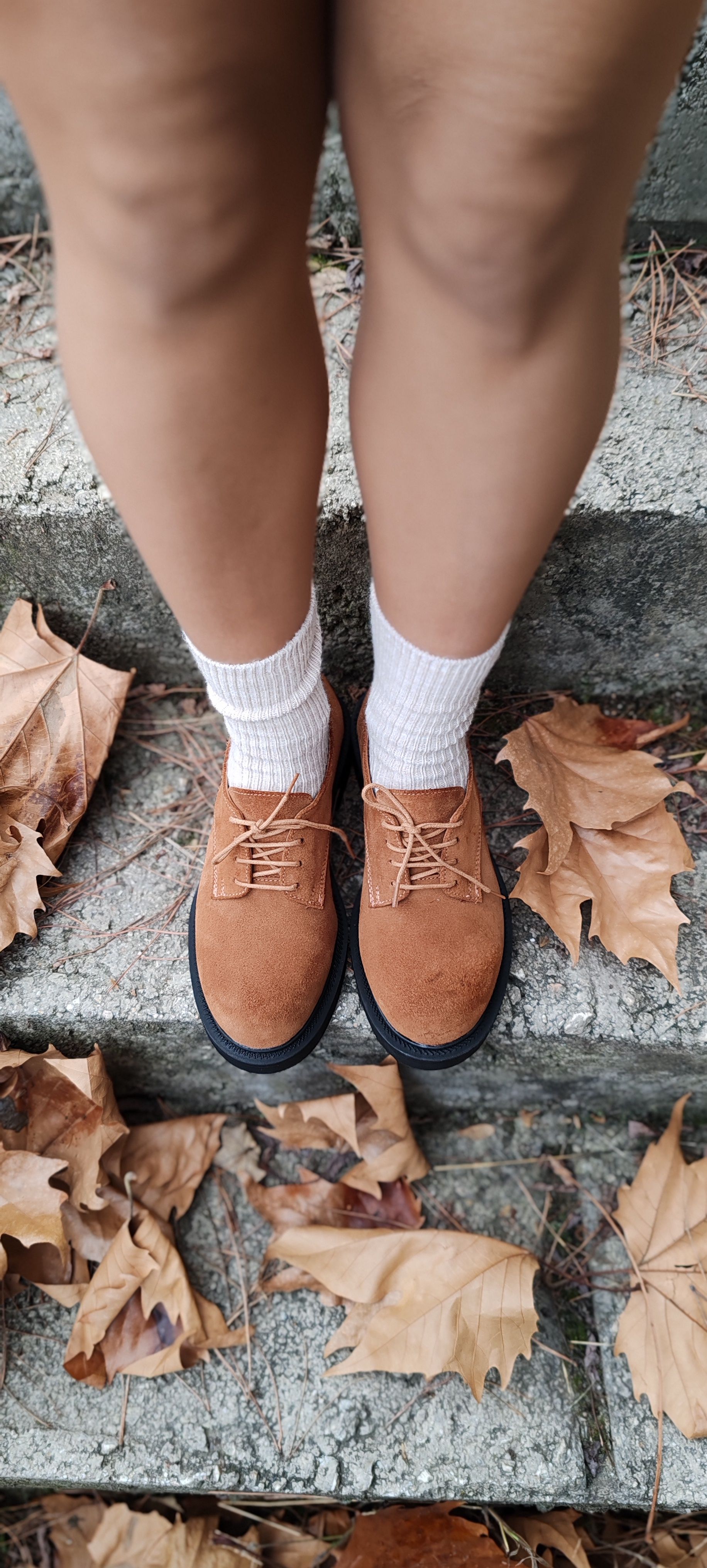 Taba Süet Deri Bağcıklı Loafer