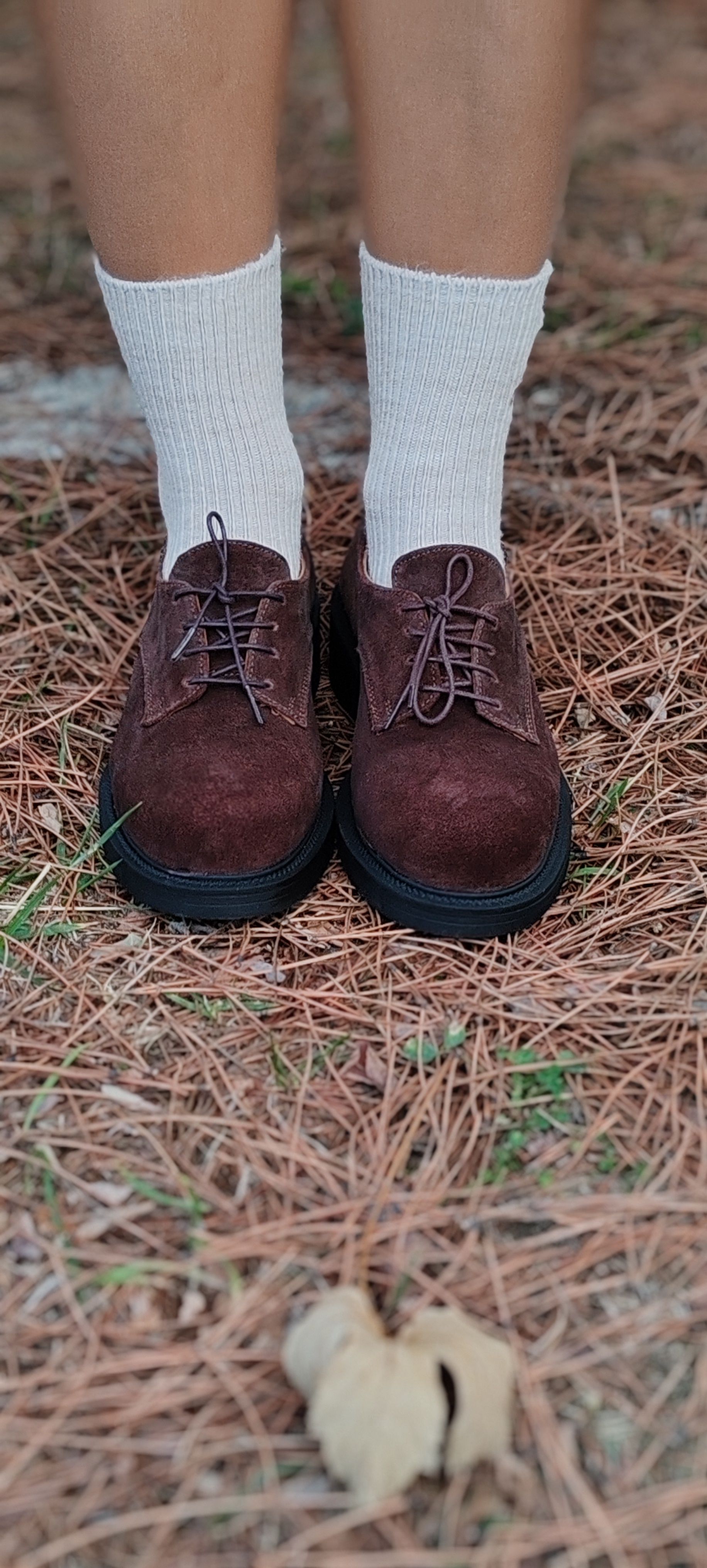 Kahve Süet Deri Bağcıklı Loafer 