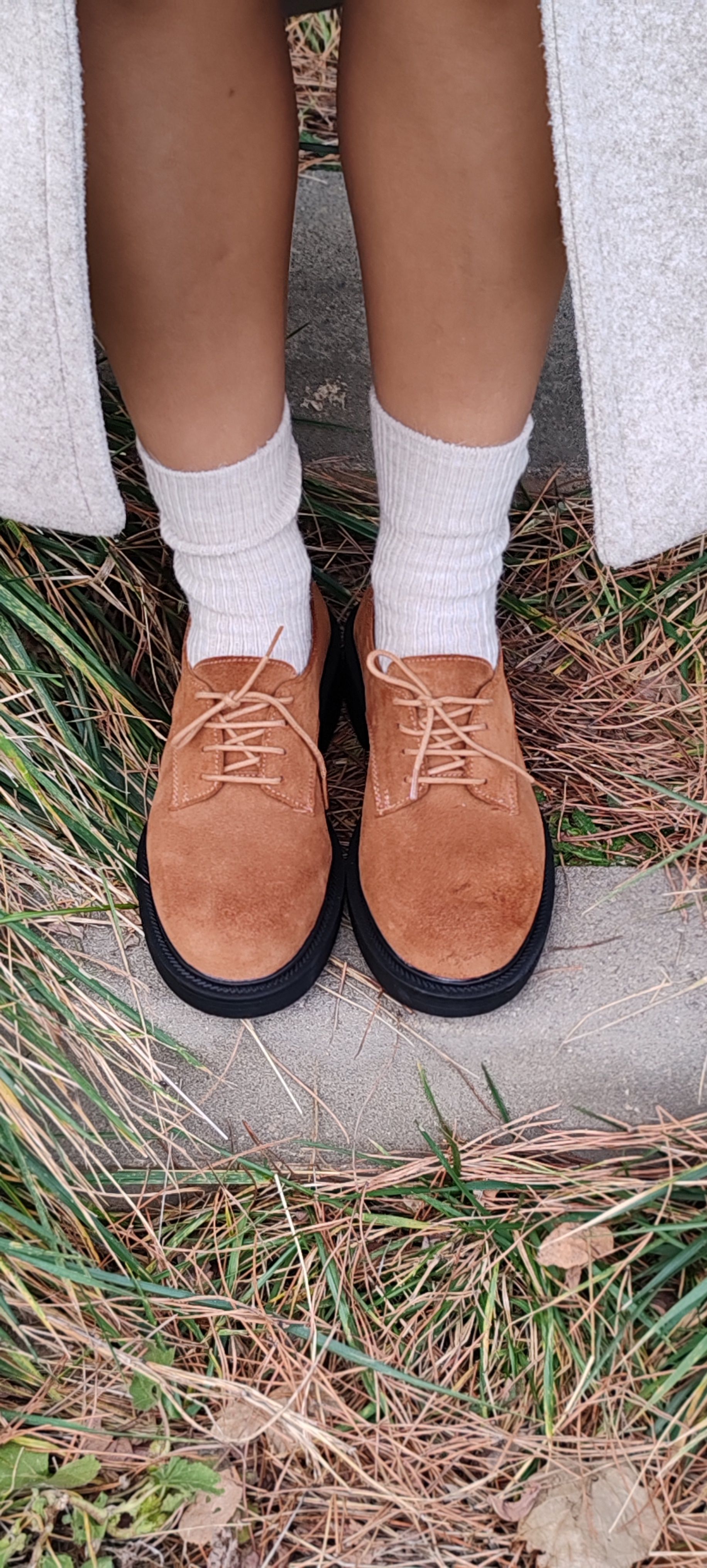 Taba Süet Deri Bağcıklı Loafer