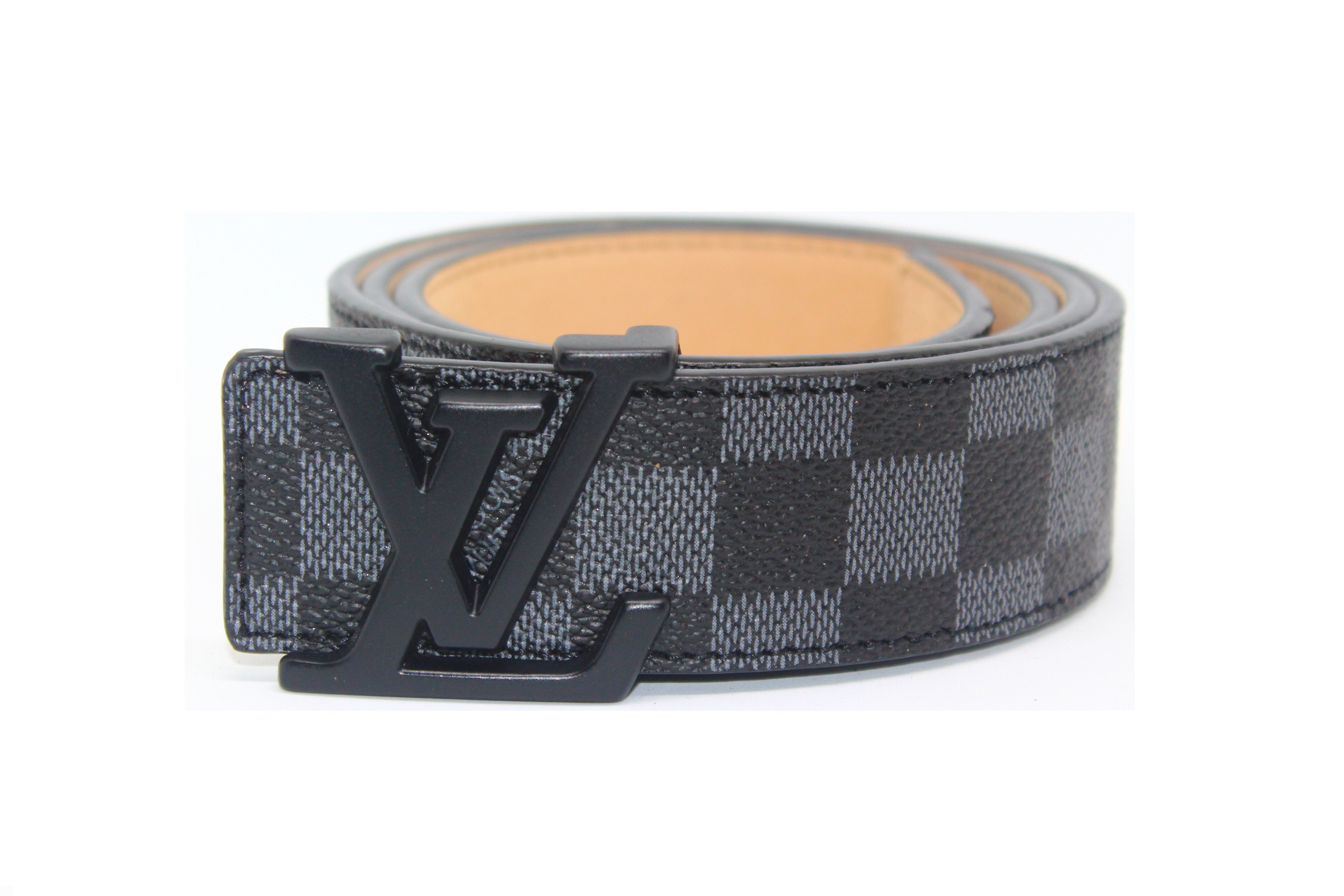 Louis Vuitton Monogram Monogram Eclipse LV initials Leather Belt - Size 34