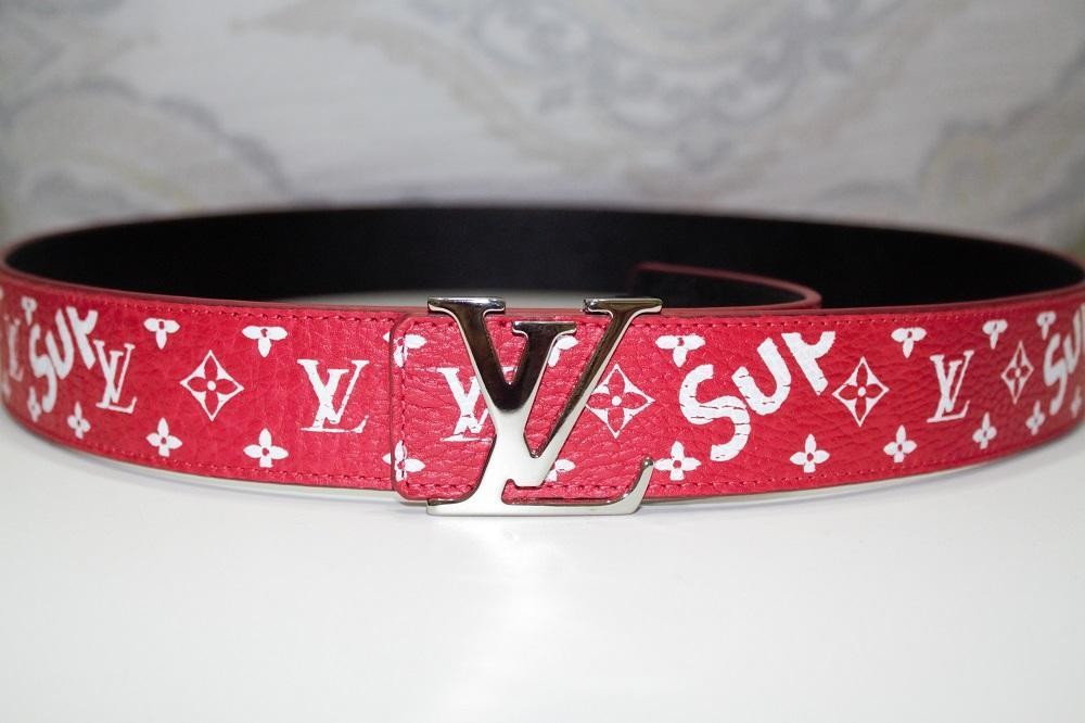 Louis Vuitton Supreme Red Monogram Leather Belt – Savonches