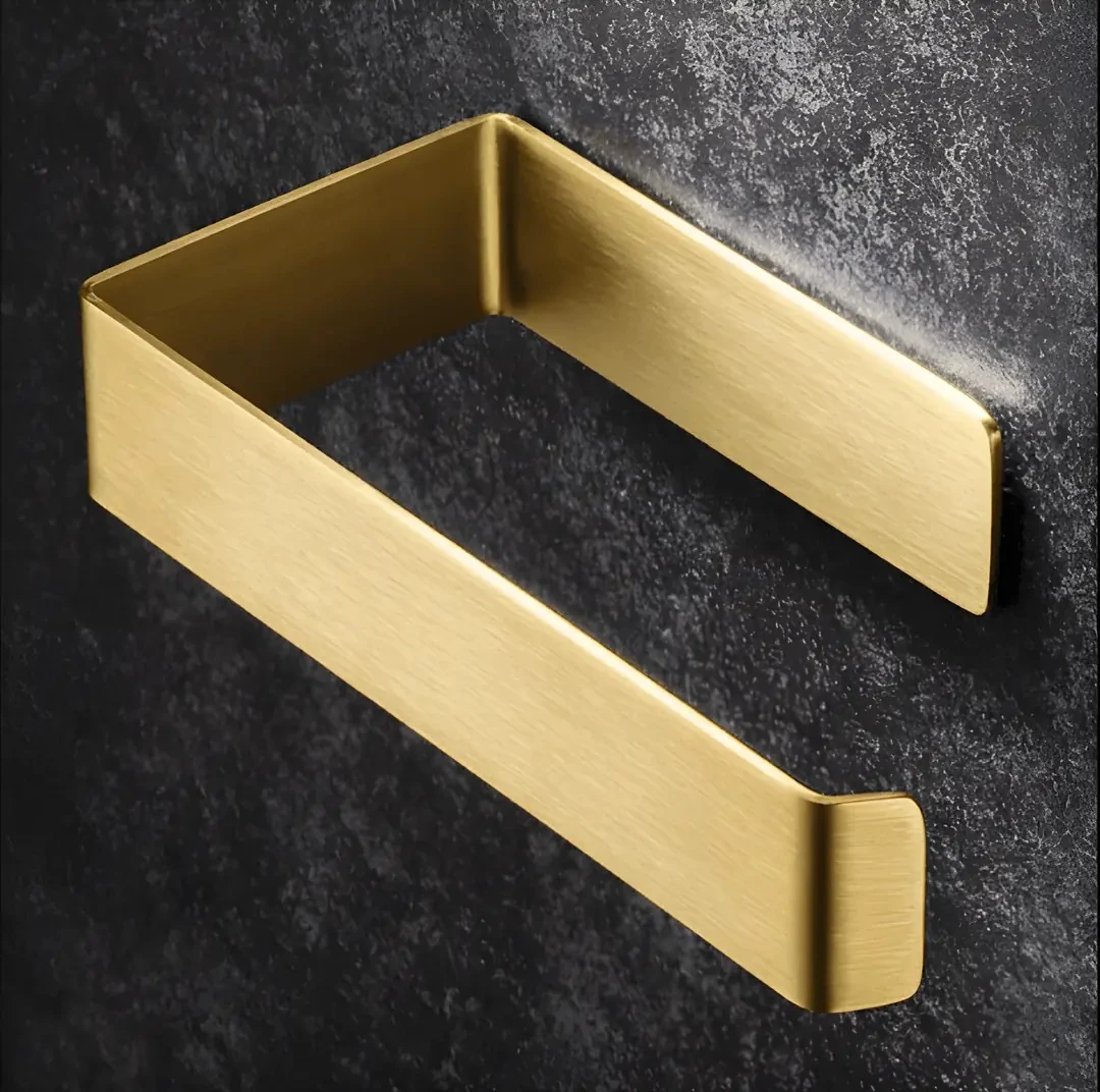 Tuvalet Kağıdı Askısı, WC Kağıdı Askılık, Gold Paslanmaz Çelik – Güçlü Yapışkanlı Montaj