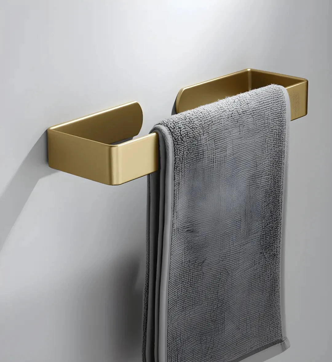 Gold Banyo Askısı Kaliteli Paslanmaz Çelik, Havluluk, Eşya Düzenleyici - Pratik Yapışkanlı Tasarım