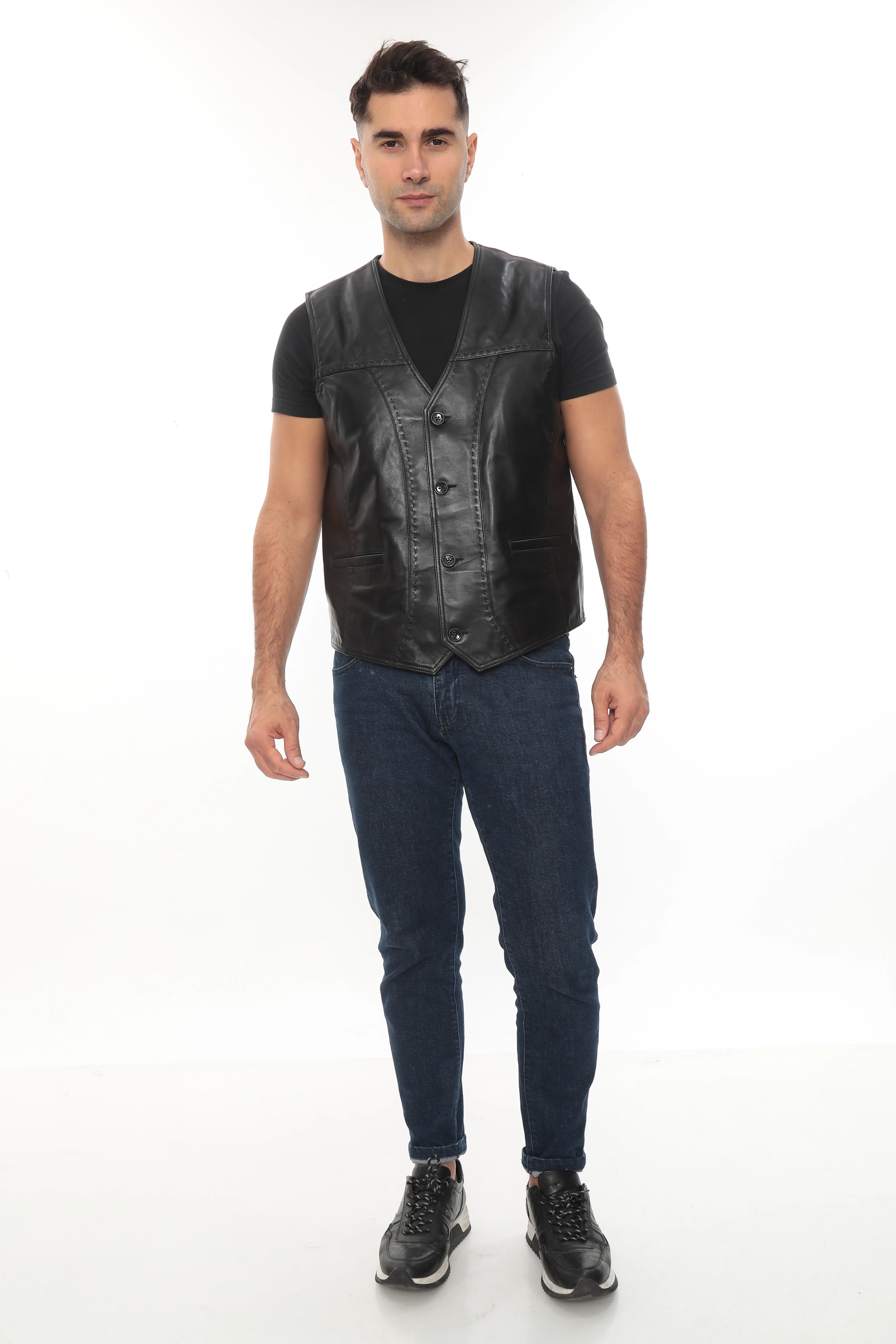 RV RODNEY ERKEK HAKİKİ DERİ YELEK main variant image