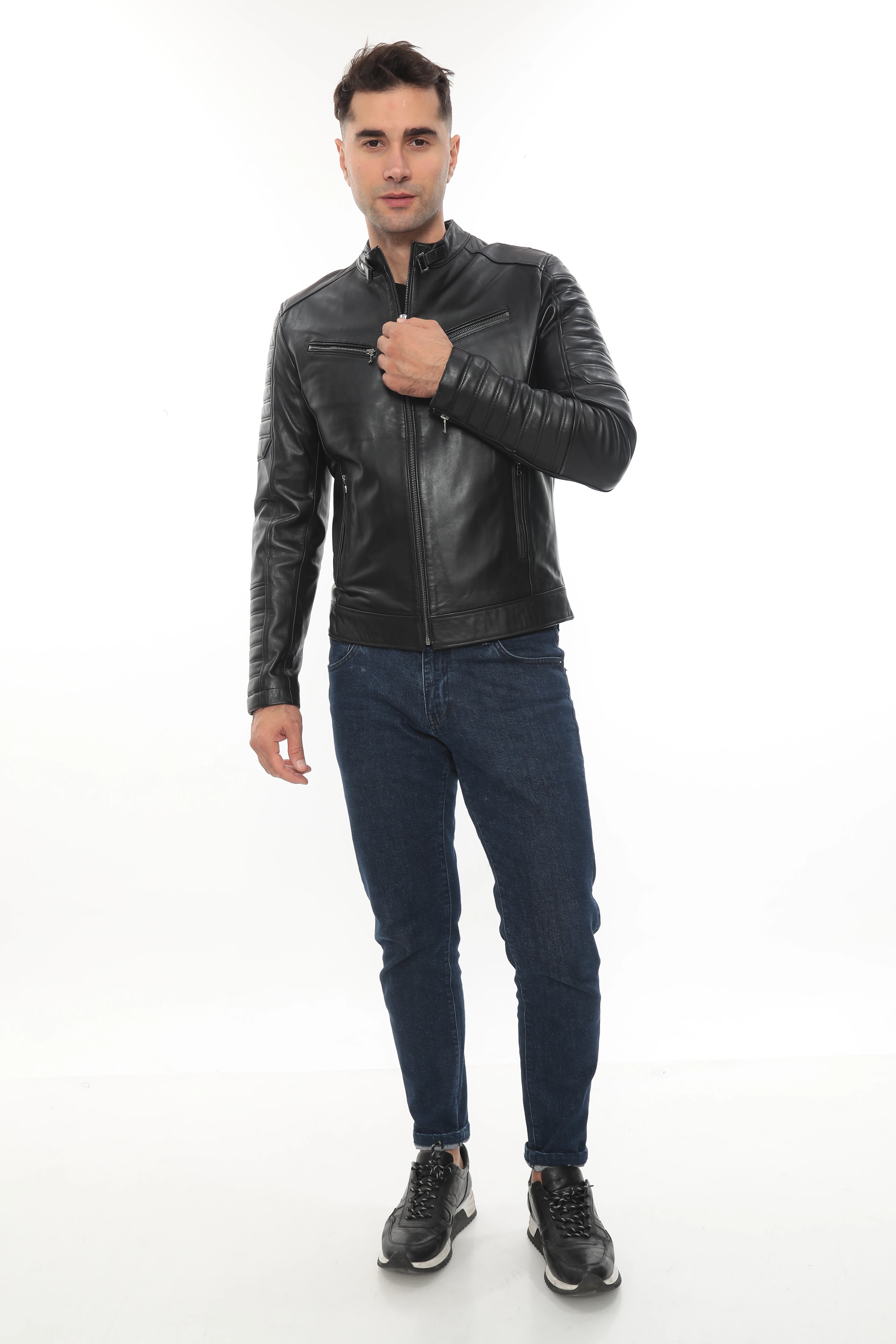 RV DOMINIC HAKİM YAKA ERKEK DERİ MONT main variant image