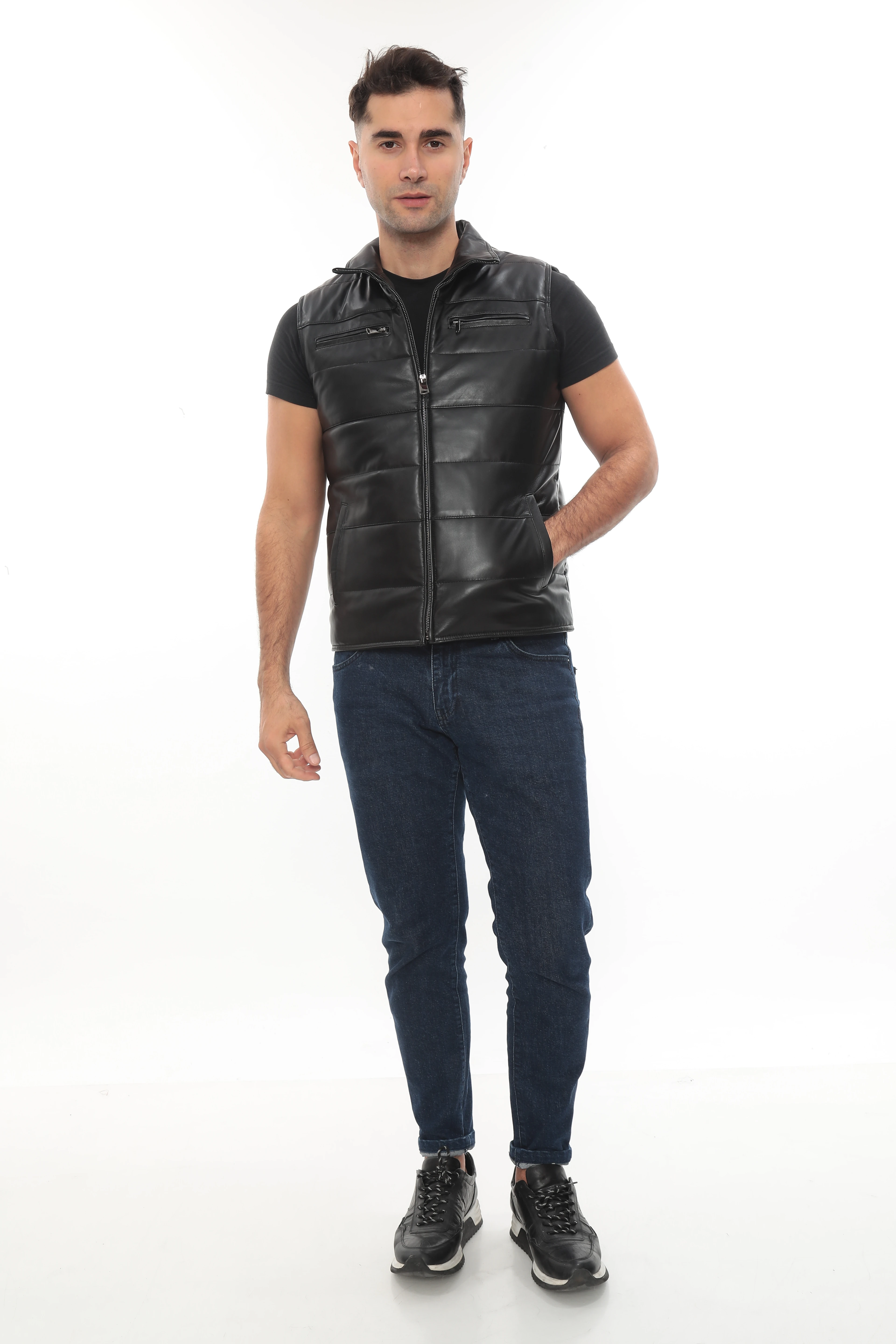 RV THOMAS ERKEK HAKİKİ ŞİŞME DERİ YELEK main variant image