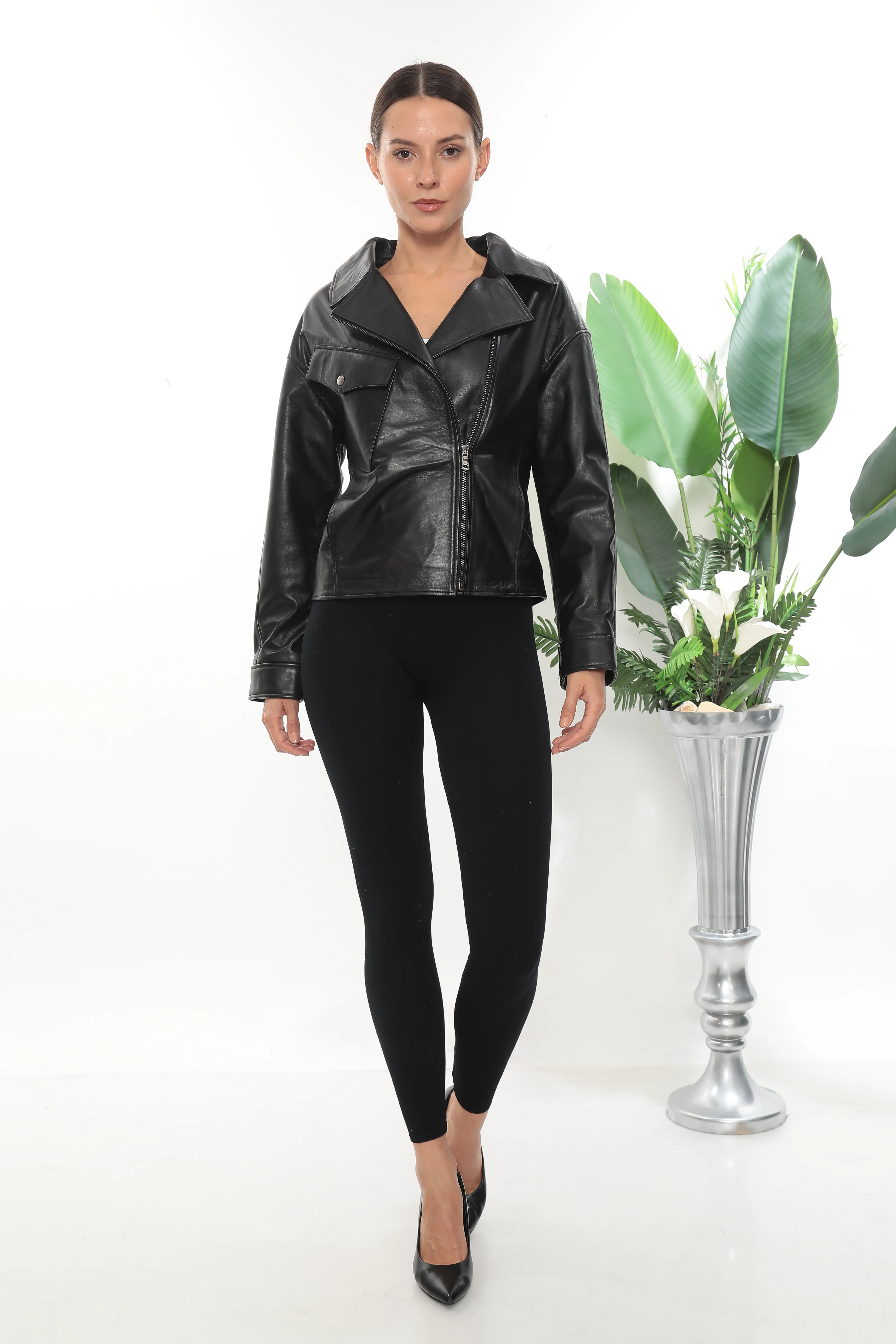 RV VALERİA OVERSİZE KADIN DERİ MONT main variant image