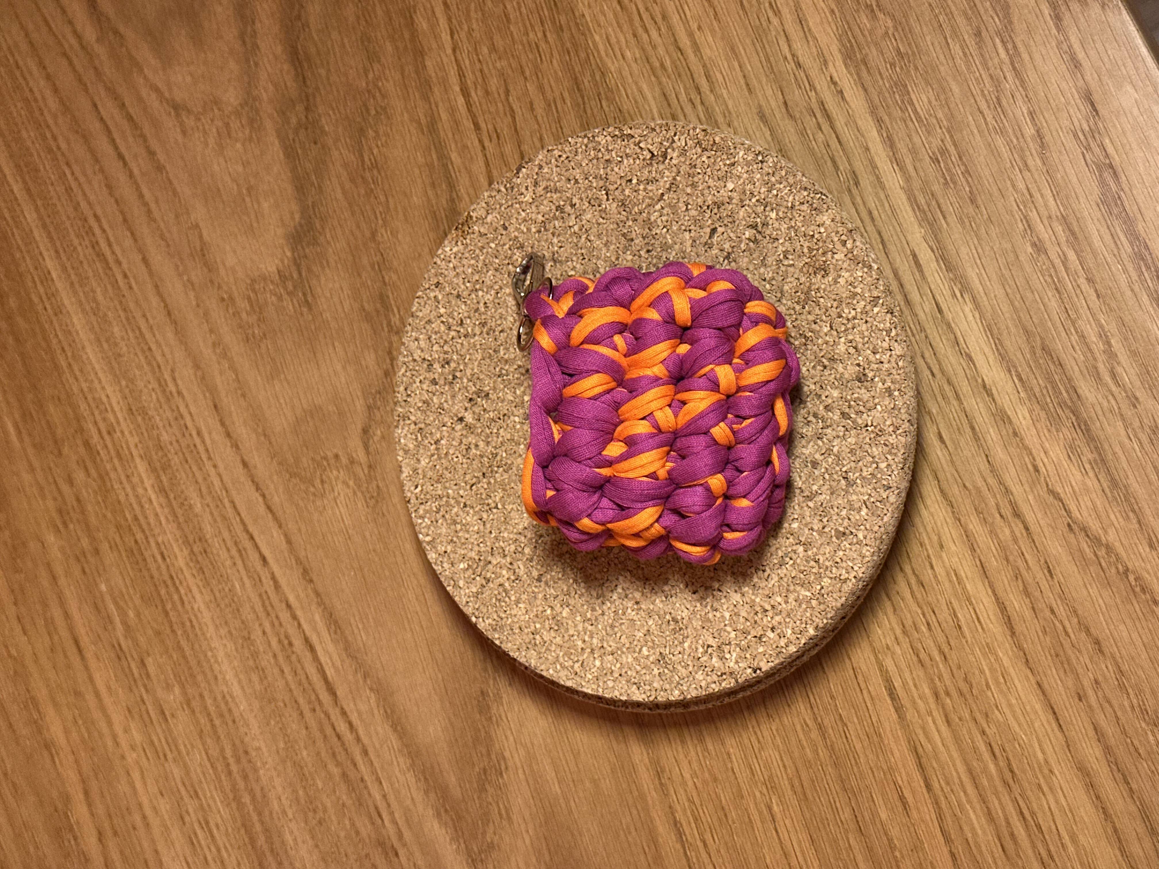 El Örgüsü Çift Renk Airpods Kılıfı - Mor-Turuncu