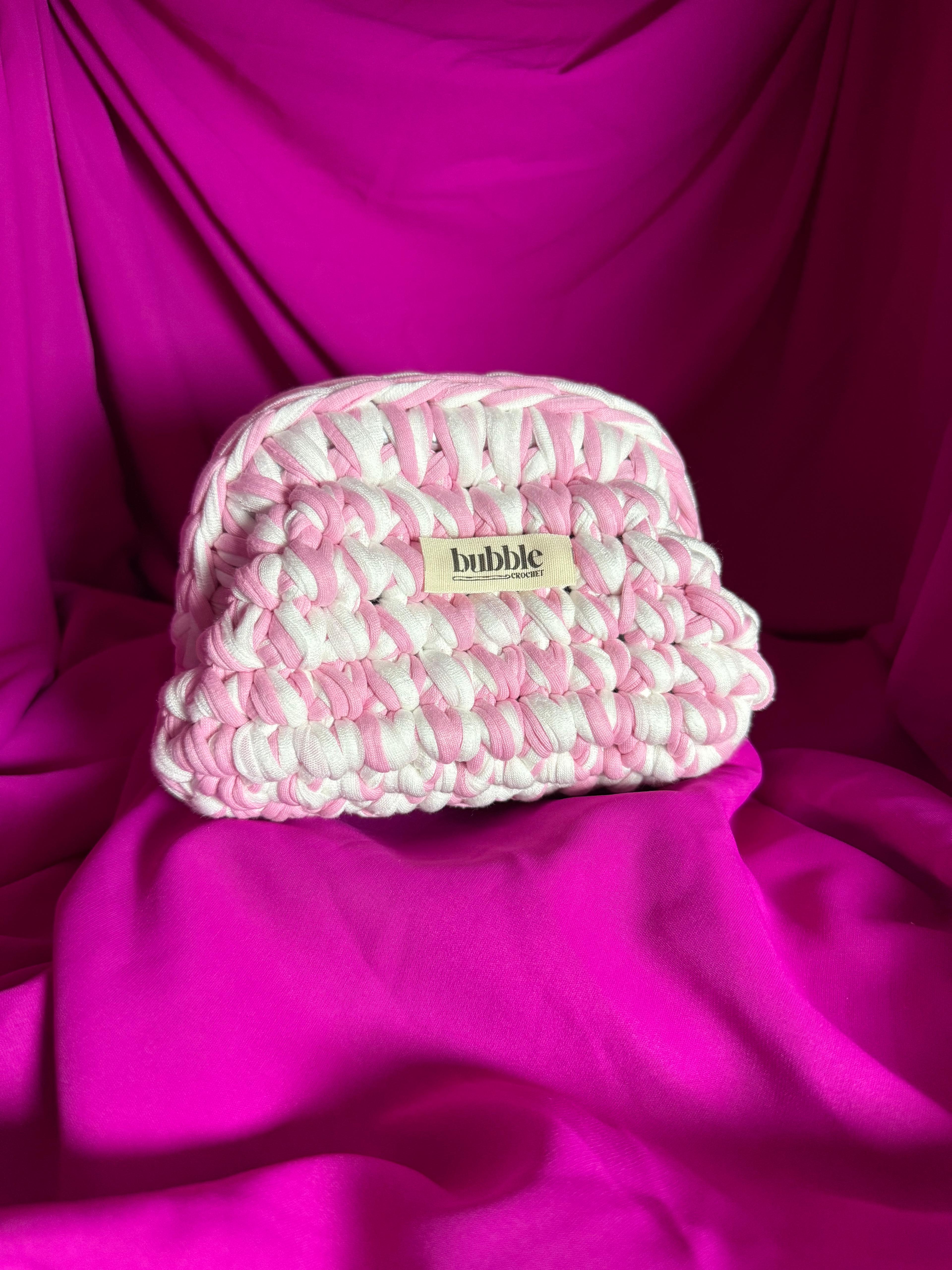 MINI Çift Renkli Makyaj Çantası/Clutch - Pembe-Beyaz
