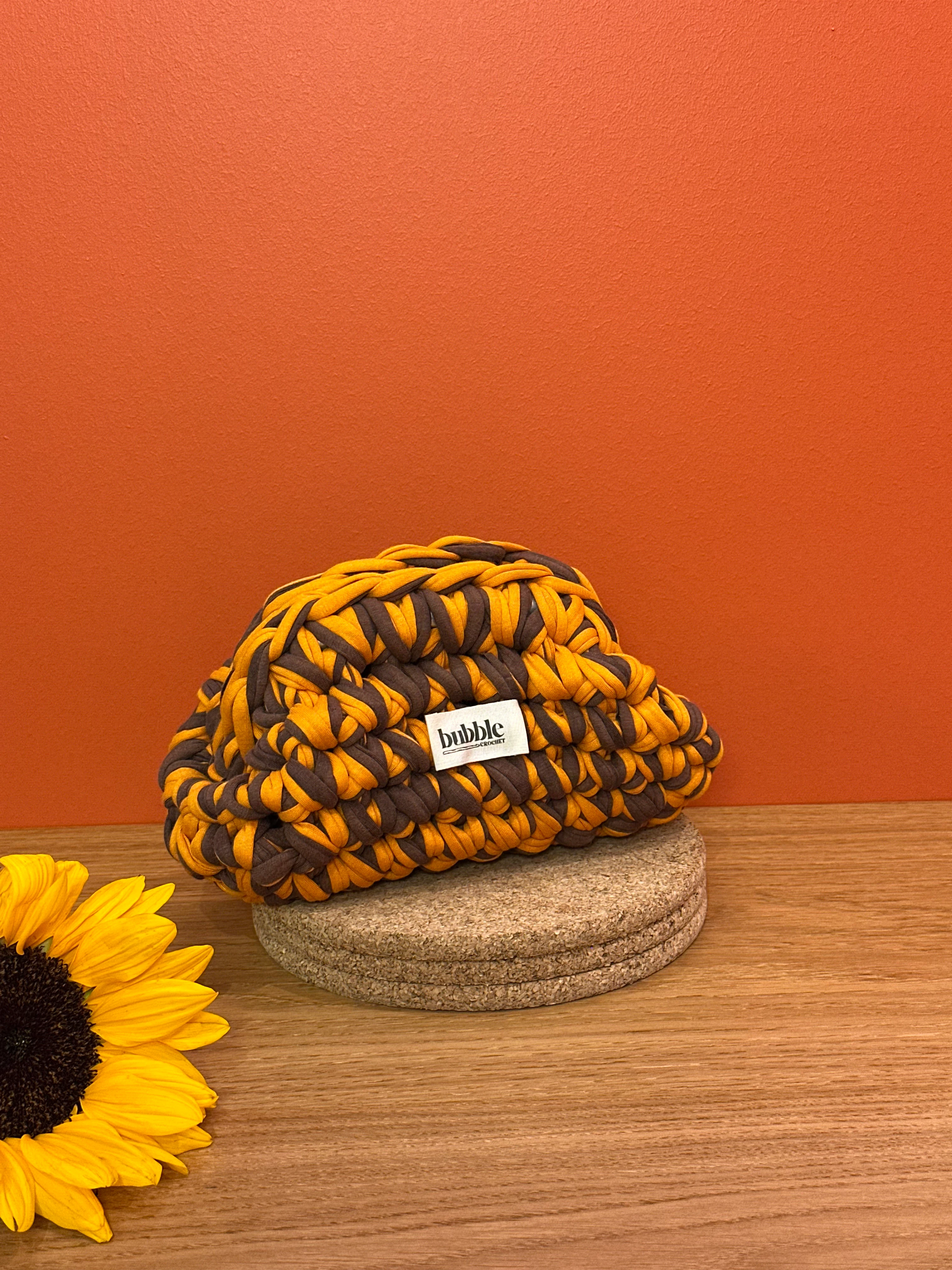 MINI Çift Renkli Makyaj Çantası/Clutch - Turuncu-Kahverengi 