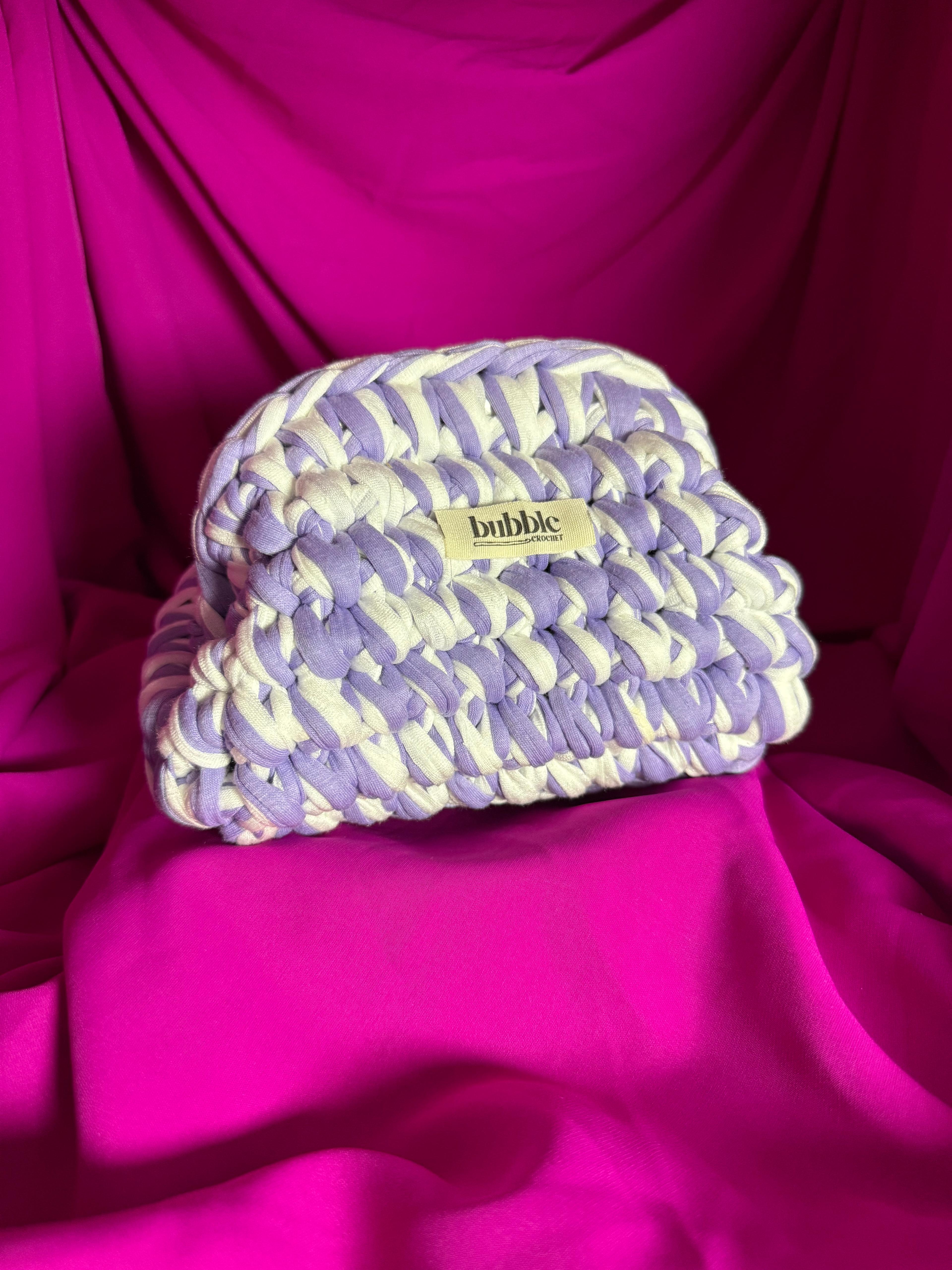 MINI Çift Renkli Makyaj Çantası/Clutch - Mor-Beyaz