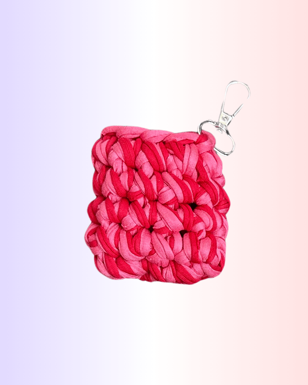 El Örgüsü Çift Renk Airpods Kılıfı - Kırmızı-Pembe