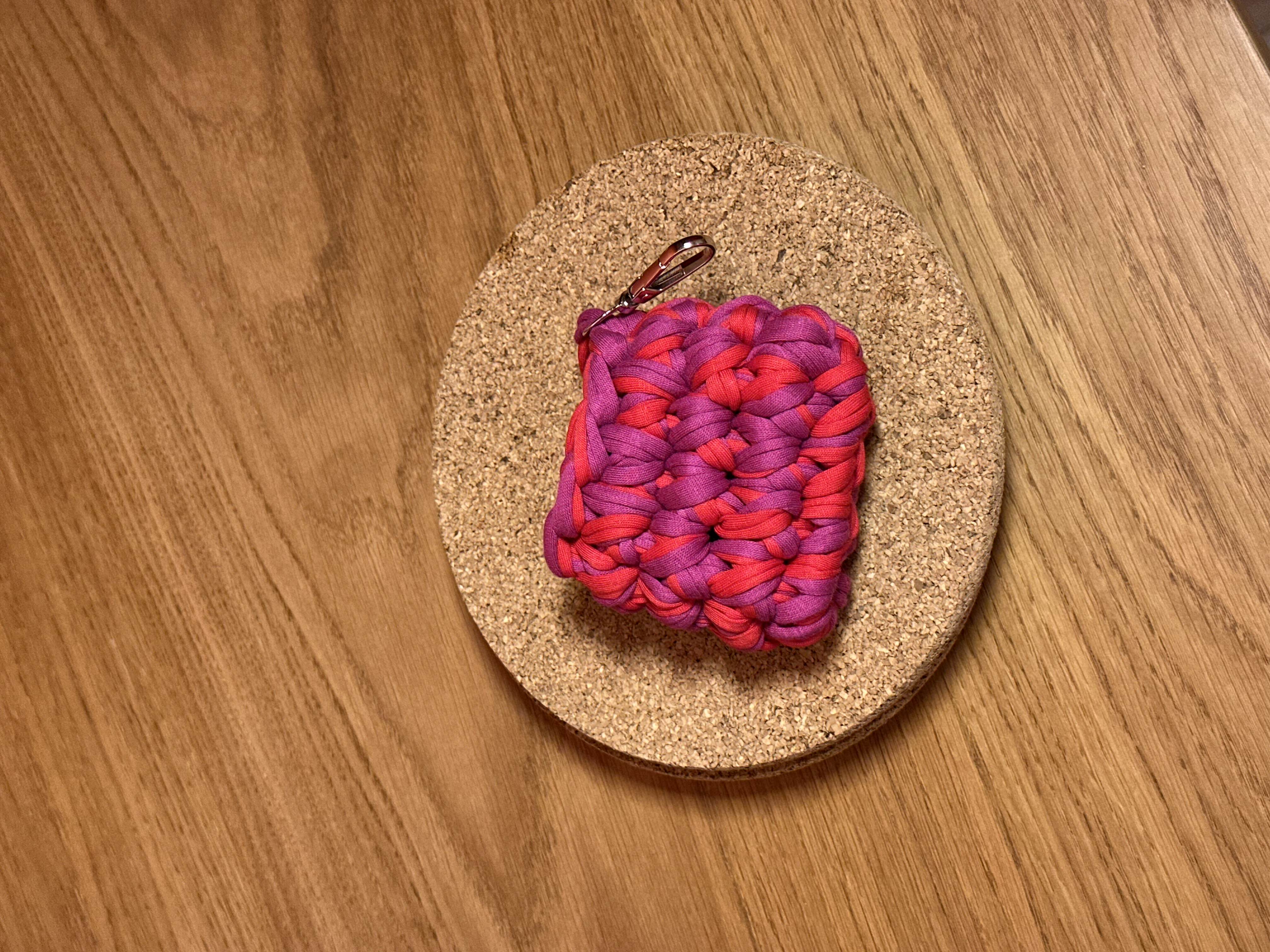 El Örgüsü Çift Renk Airpods Kılıfı - Kırmızı-Mor