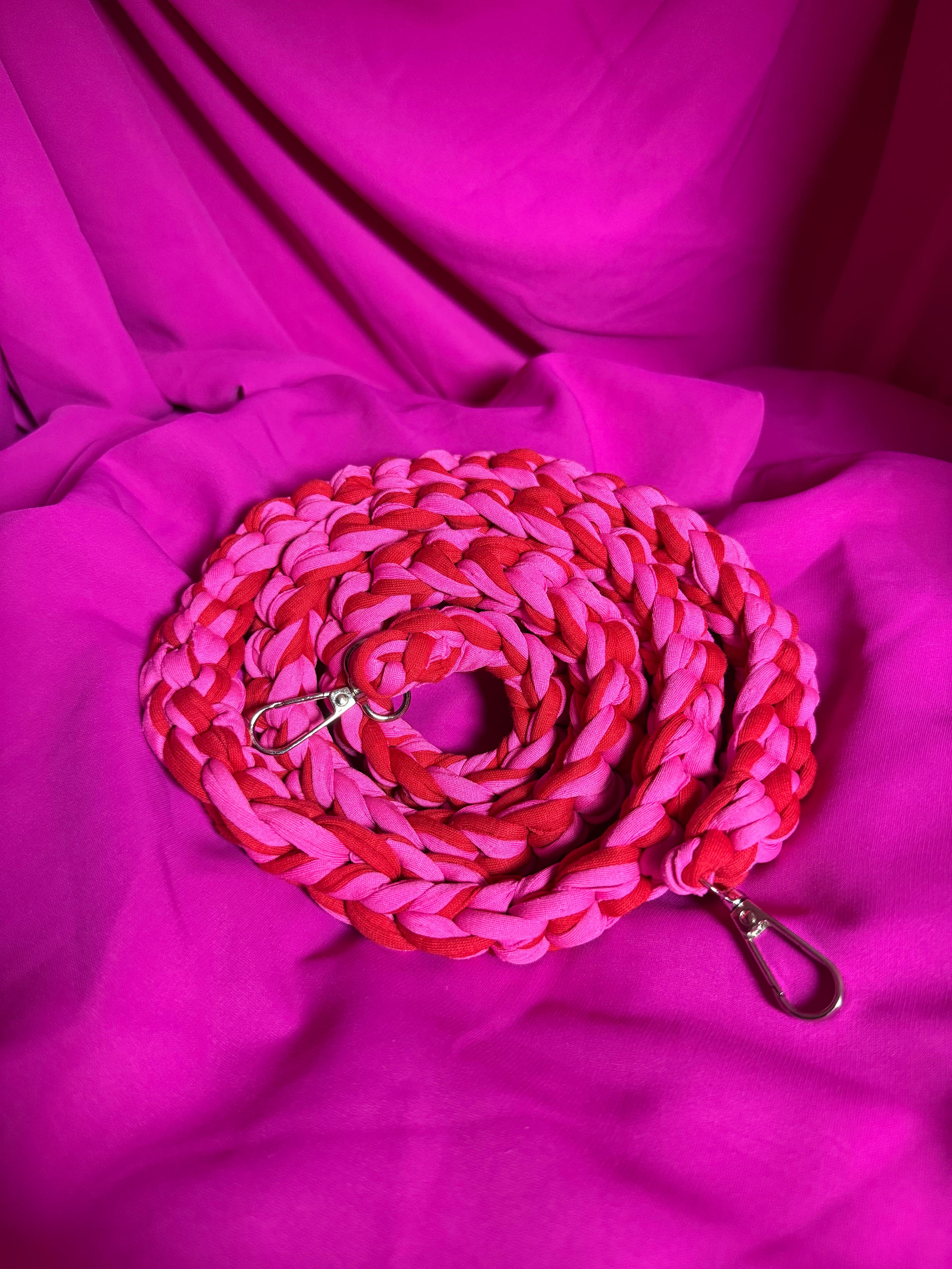 El Örgüsü Telefon & Çanta Askısı - Kırmızı-Pembe