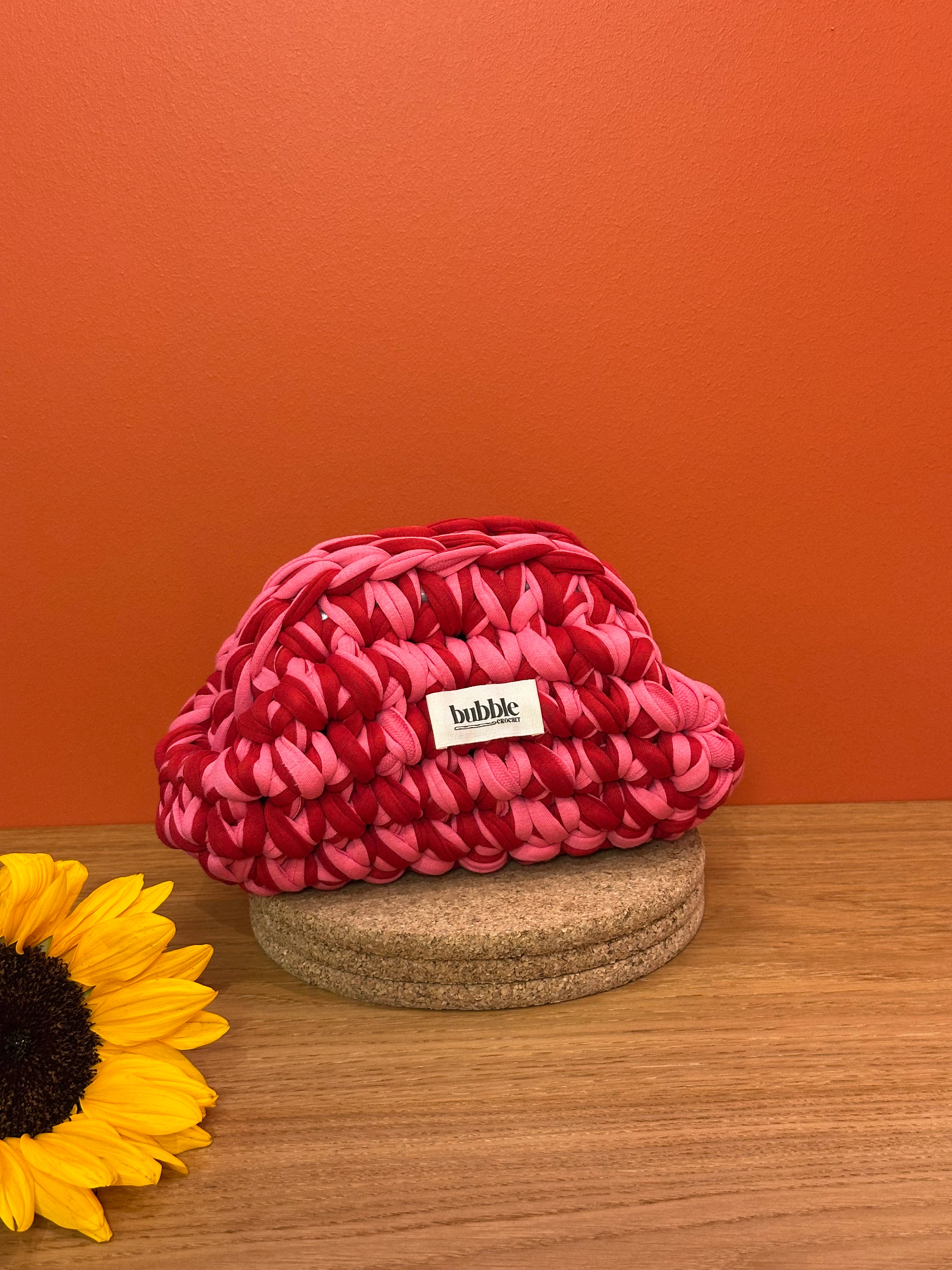 MINI Çift Renkli Makyaj Çantası/Clutch - Kırmızı-Pembe