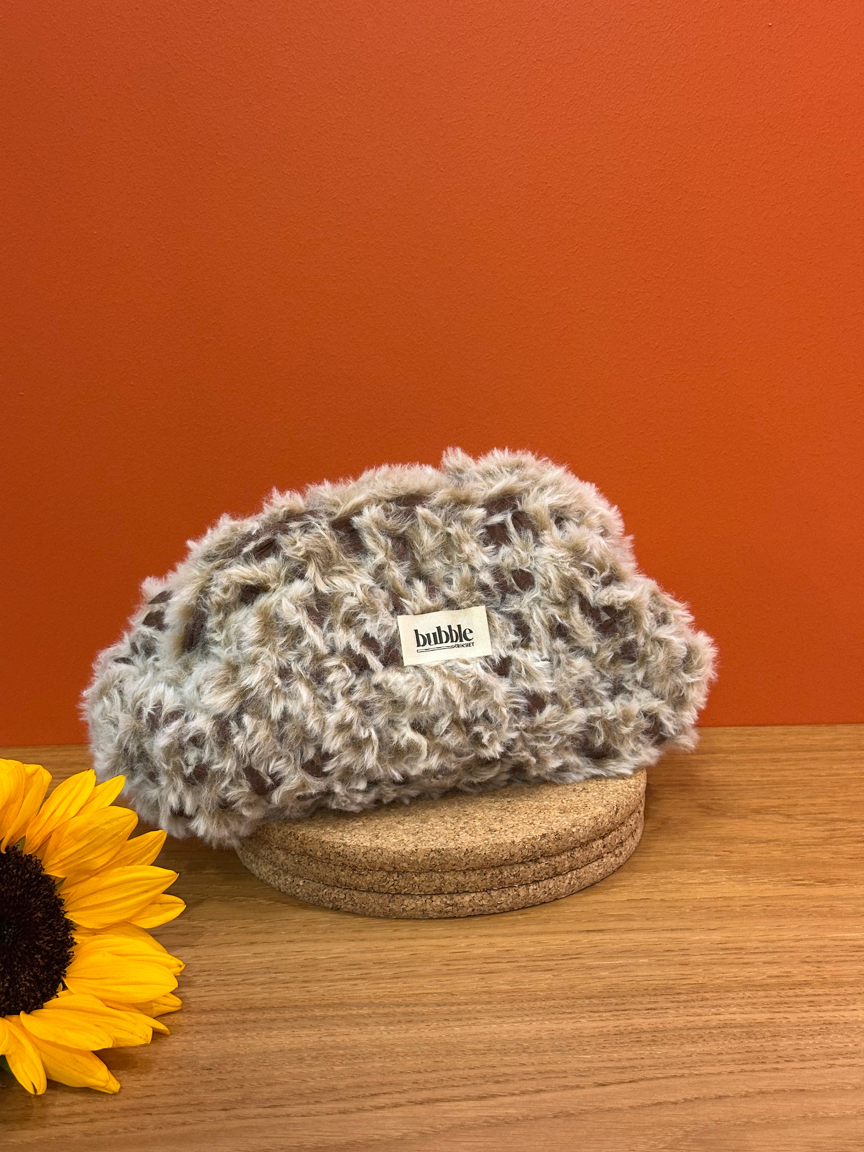 FLUFFY Clutch - Kahverengi-Beyaz Fluffy