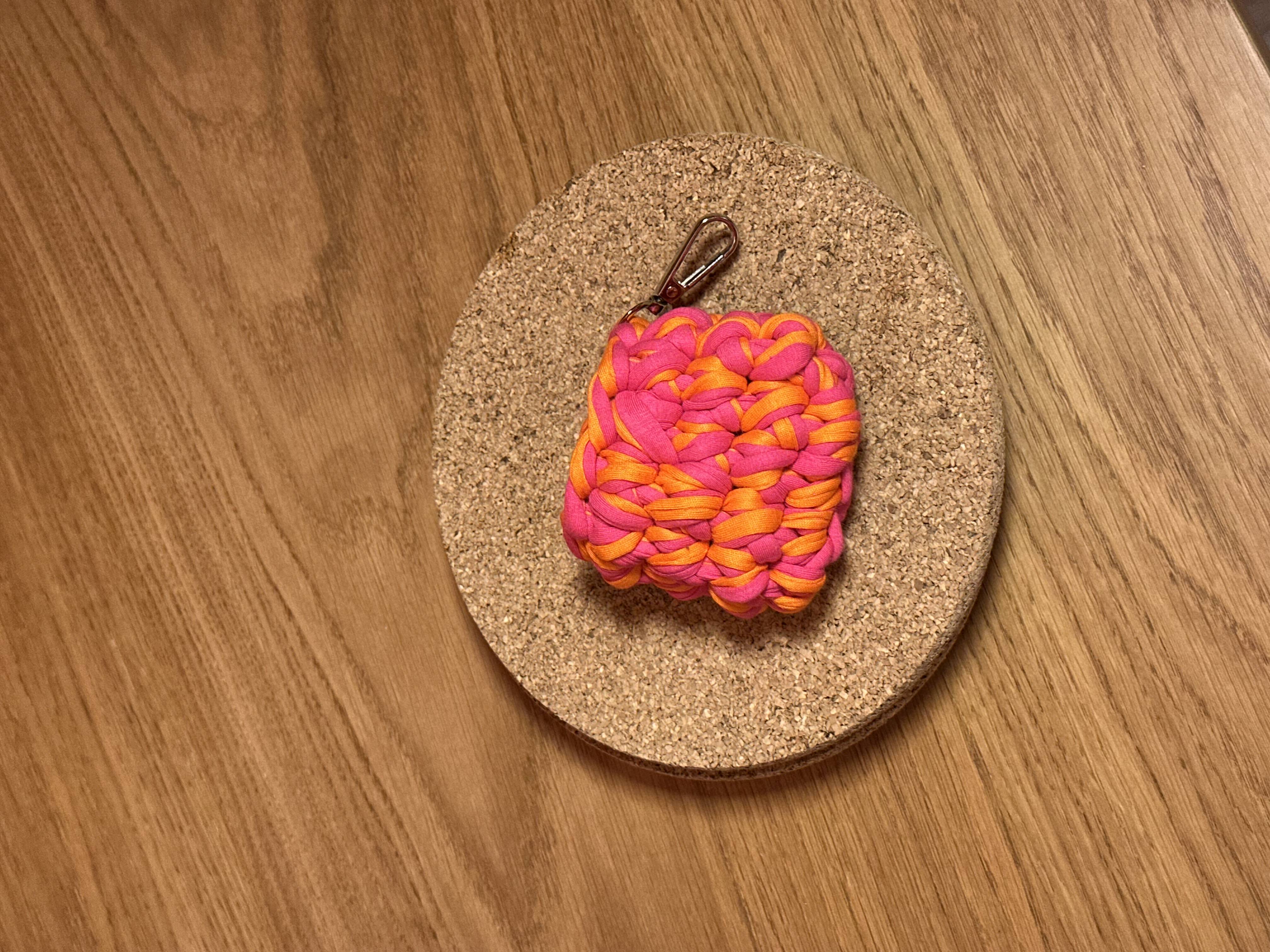 El Örgüsü Çift Renk Airpods Kılıfı - Turuncu-Pembe