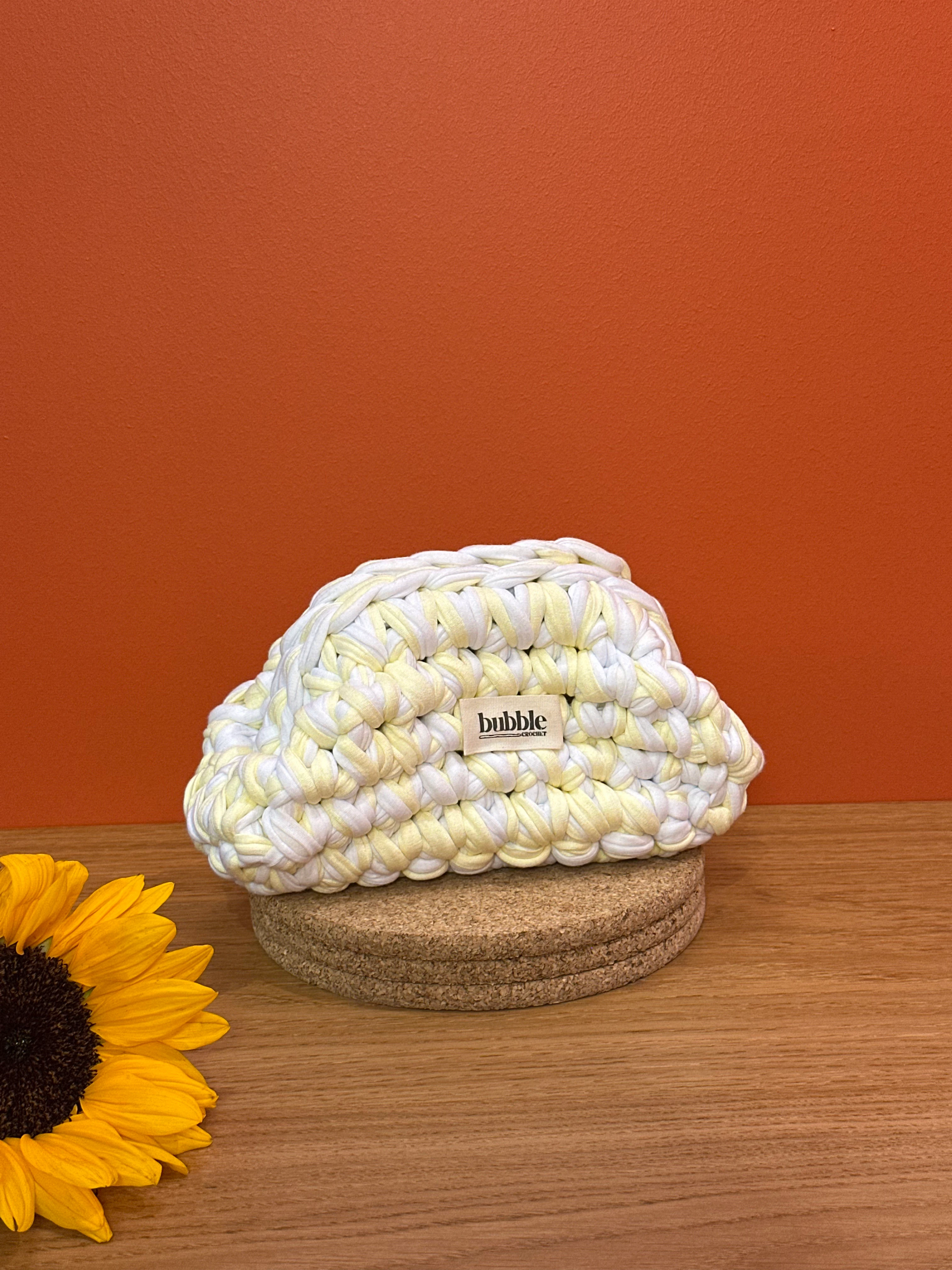 MINI Çift Renkli Makyaj Çantası/Clutch - Sarı-Beyaz