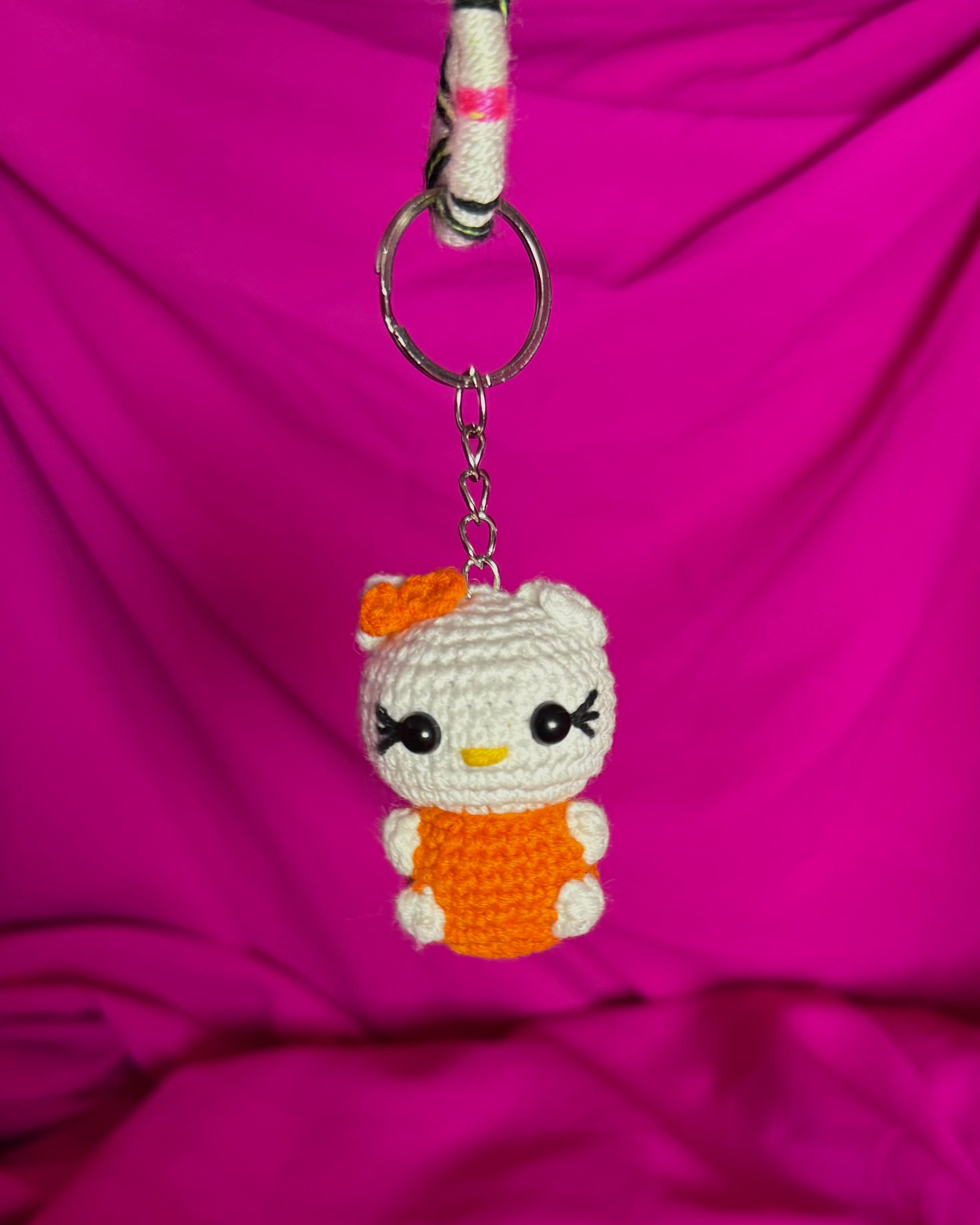Hello Kitty El Örgüsü Anahtarlık - Turuncu