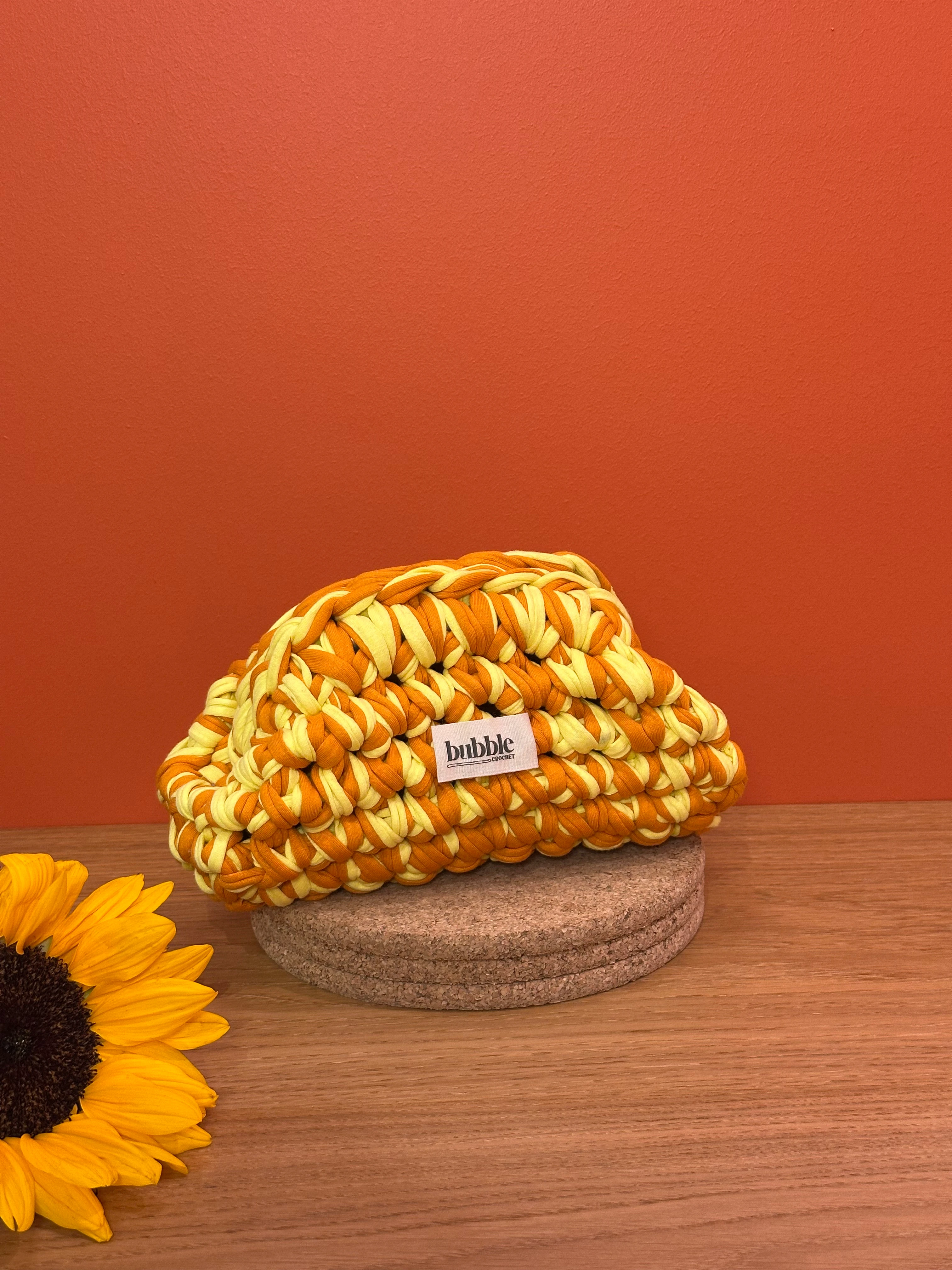 MINI Çift Renkli Makyaj Çantası/Clutch - Turuncu-Sarı