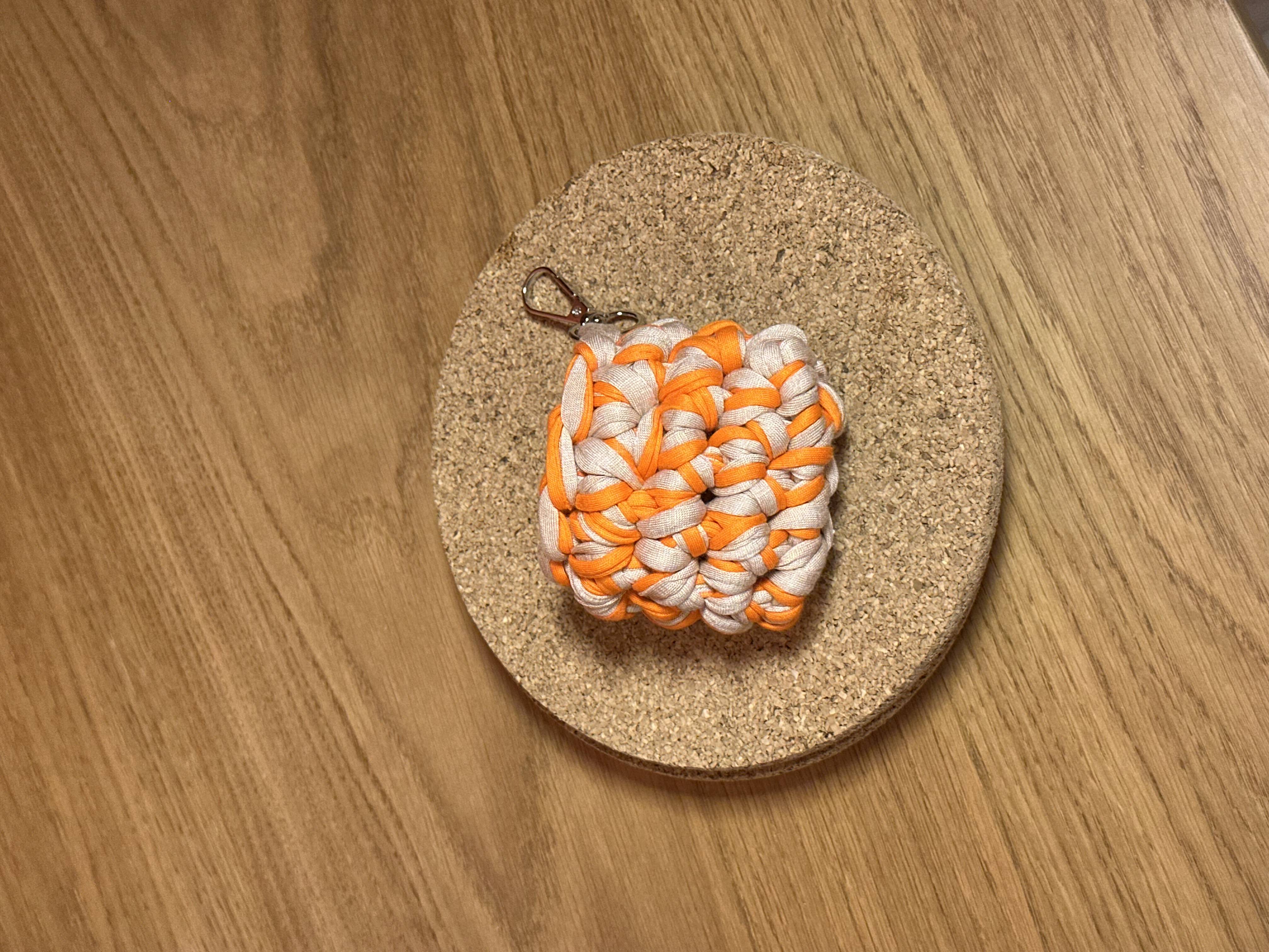 El Örgüsü Çift Renk Airpods Kılıfı - Turuncu-Bej