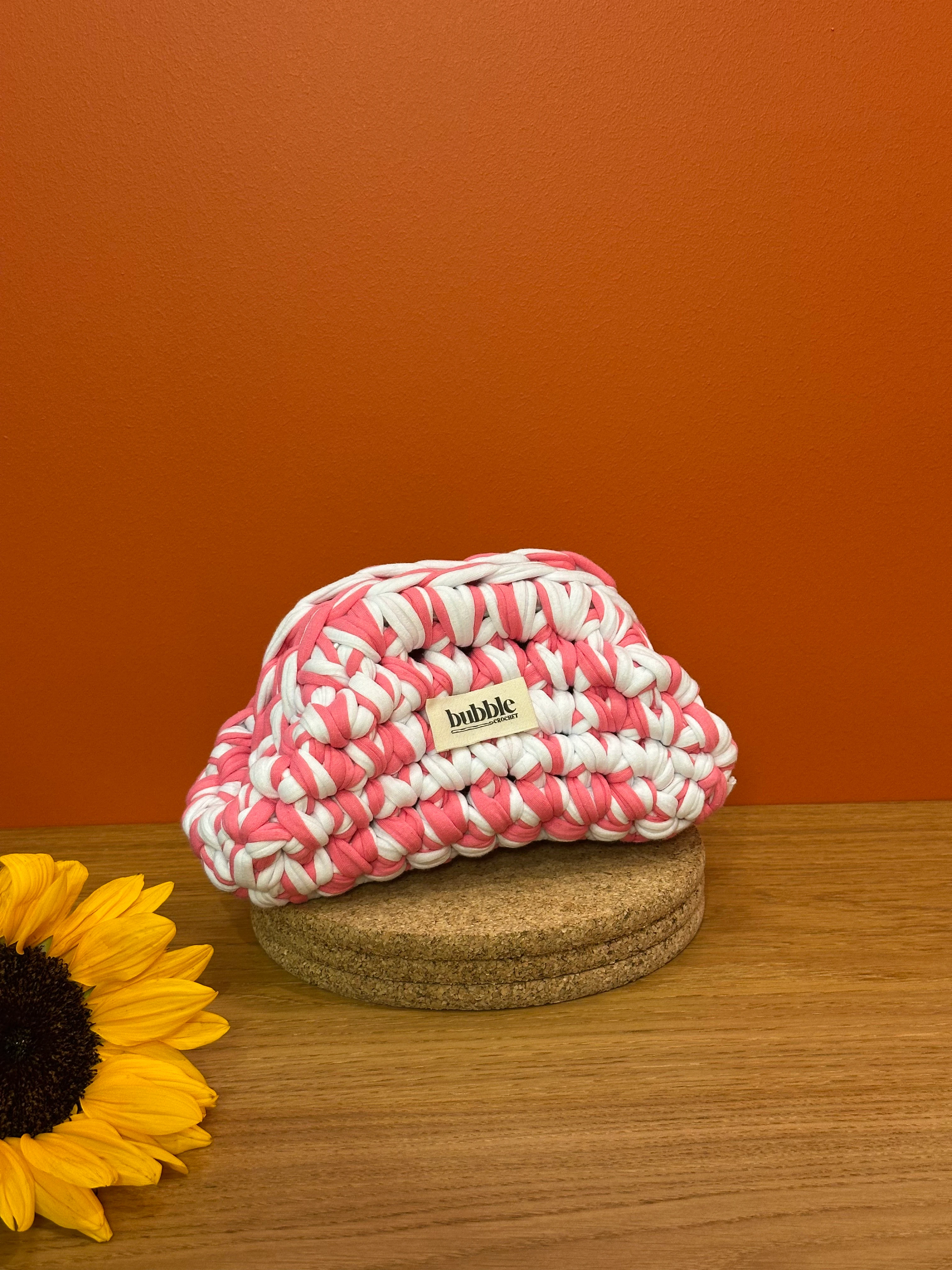 MINI Çift Renkli Makyaj Çantası/Clutch - Pembe-Beyaz