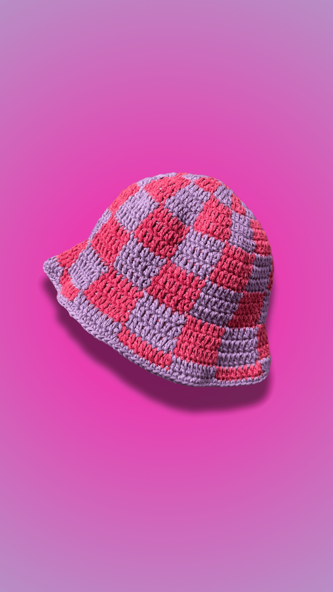 Ekose Desenli Örgü Şapka  - Mor-Pembe