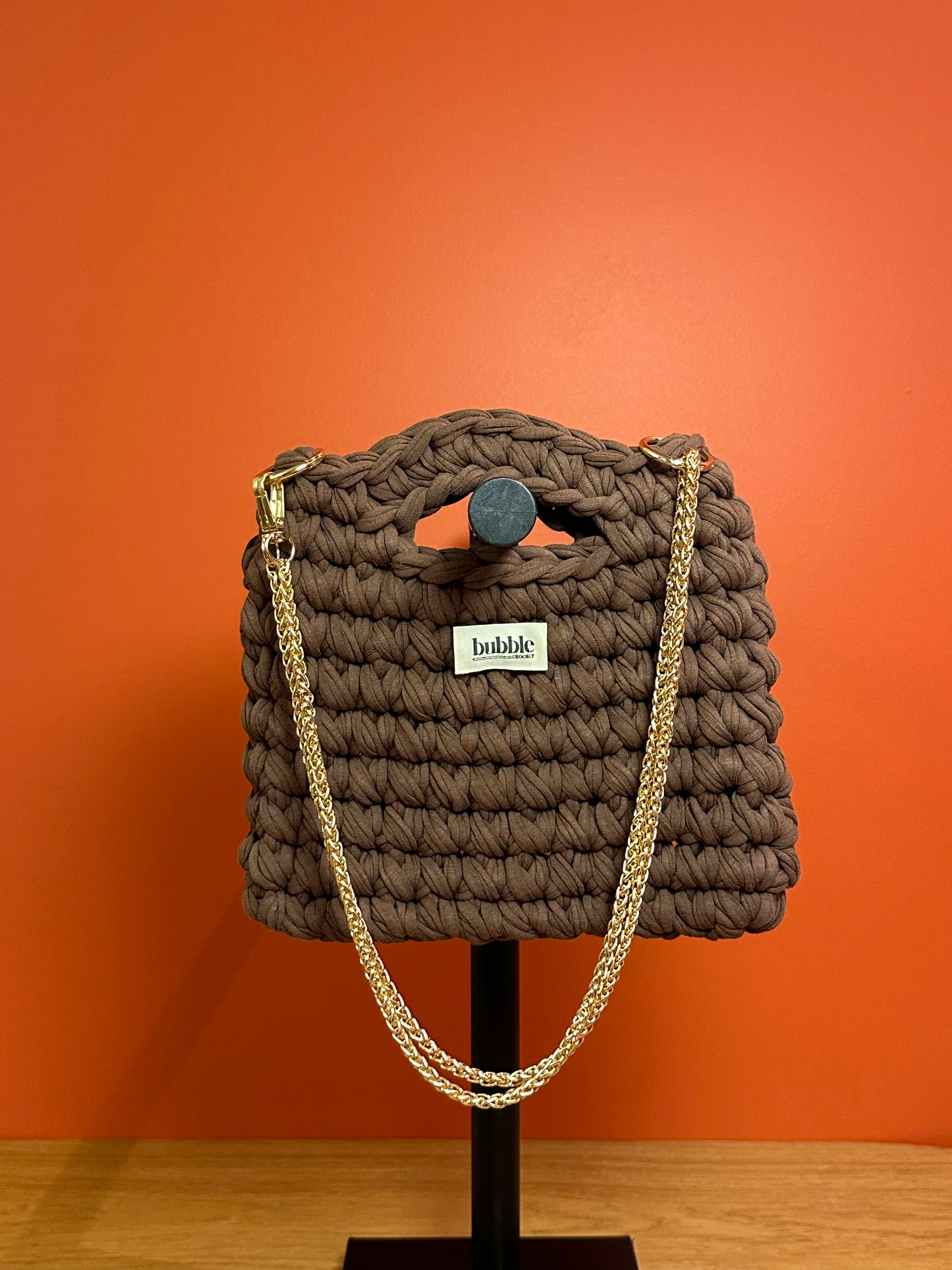 El Örgüsü Çift Renk El Çantası - Kahverengi