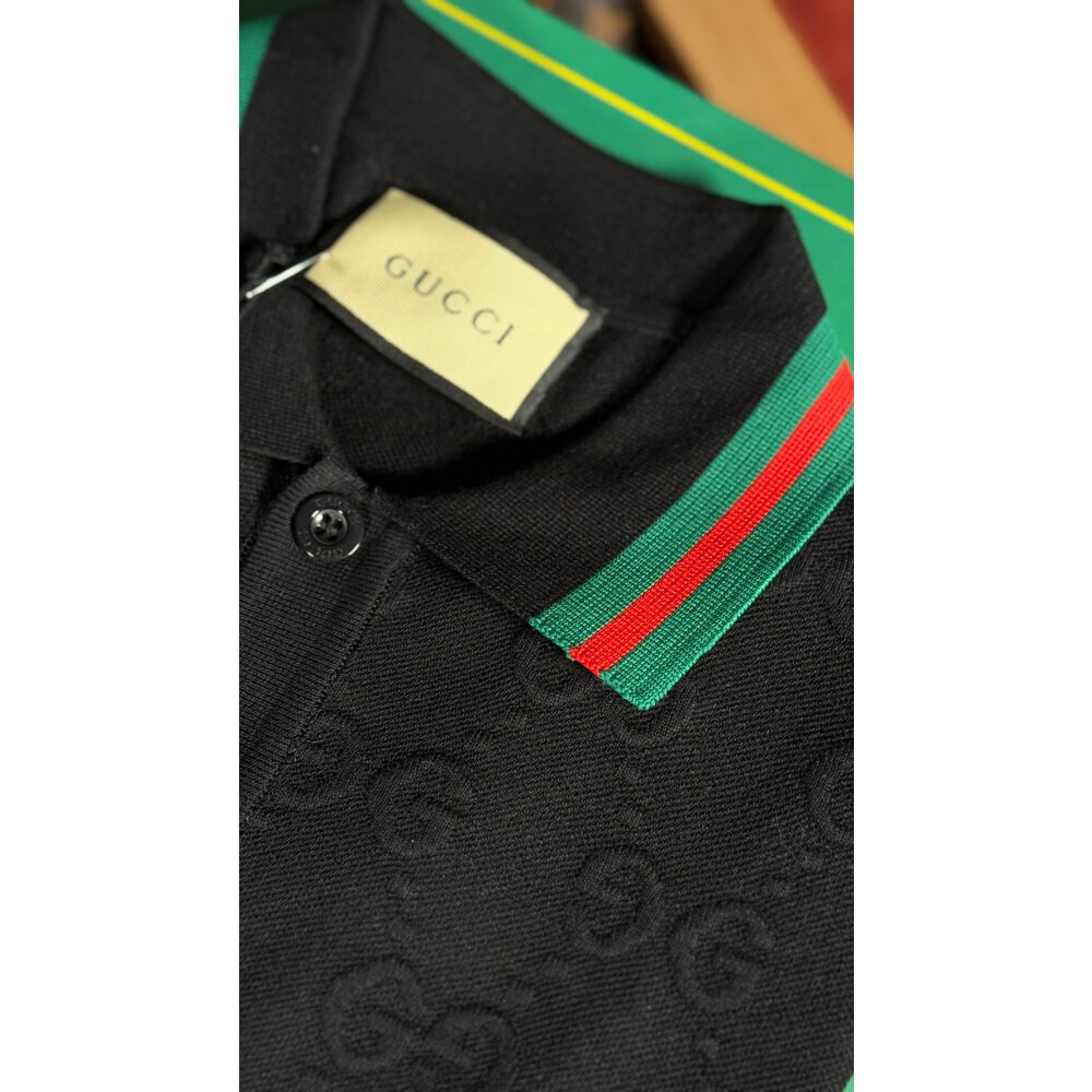 Monogram Nakış Detaylı Siyah Polo T-shirt NW