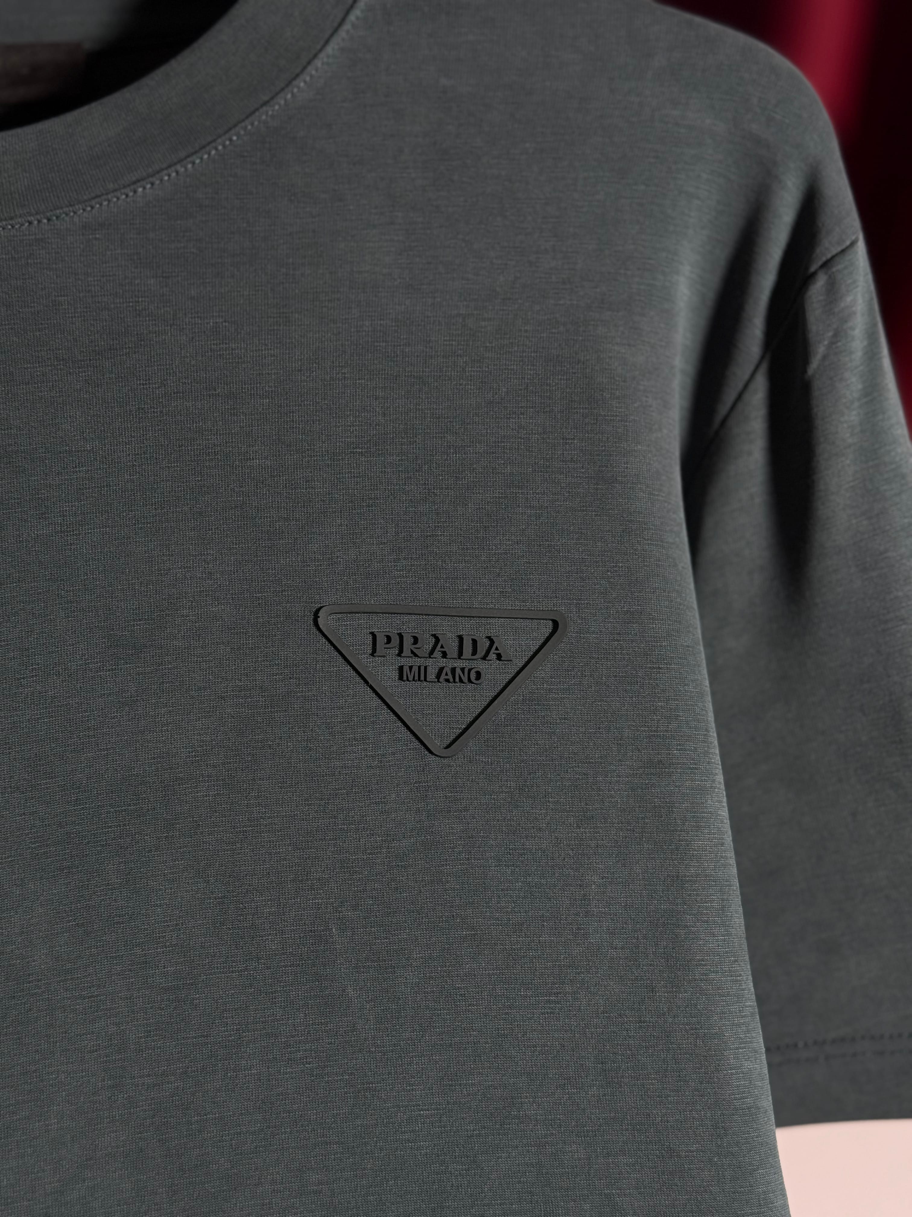 İthal Merserize Haki Logo Detaylı T-shirt