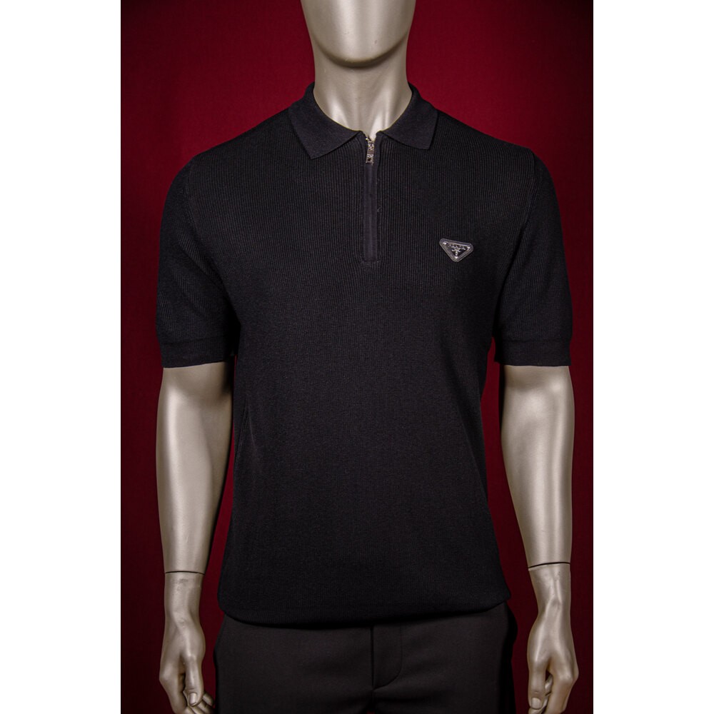Yarım Fermuarlı Triko Erkek Polo Yaka T-shirt
