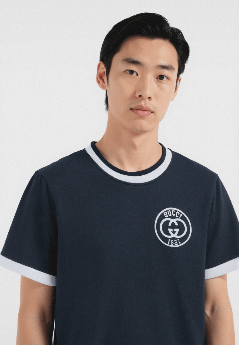 1921 Nakış Logo Detaylı Mavi Erkek T-shirt NW