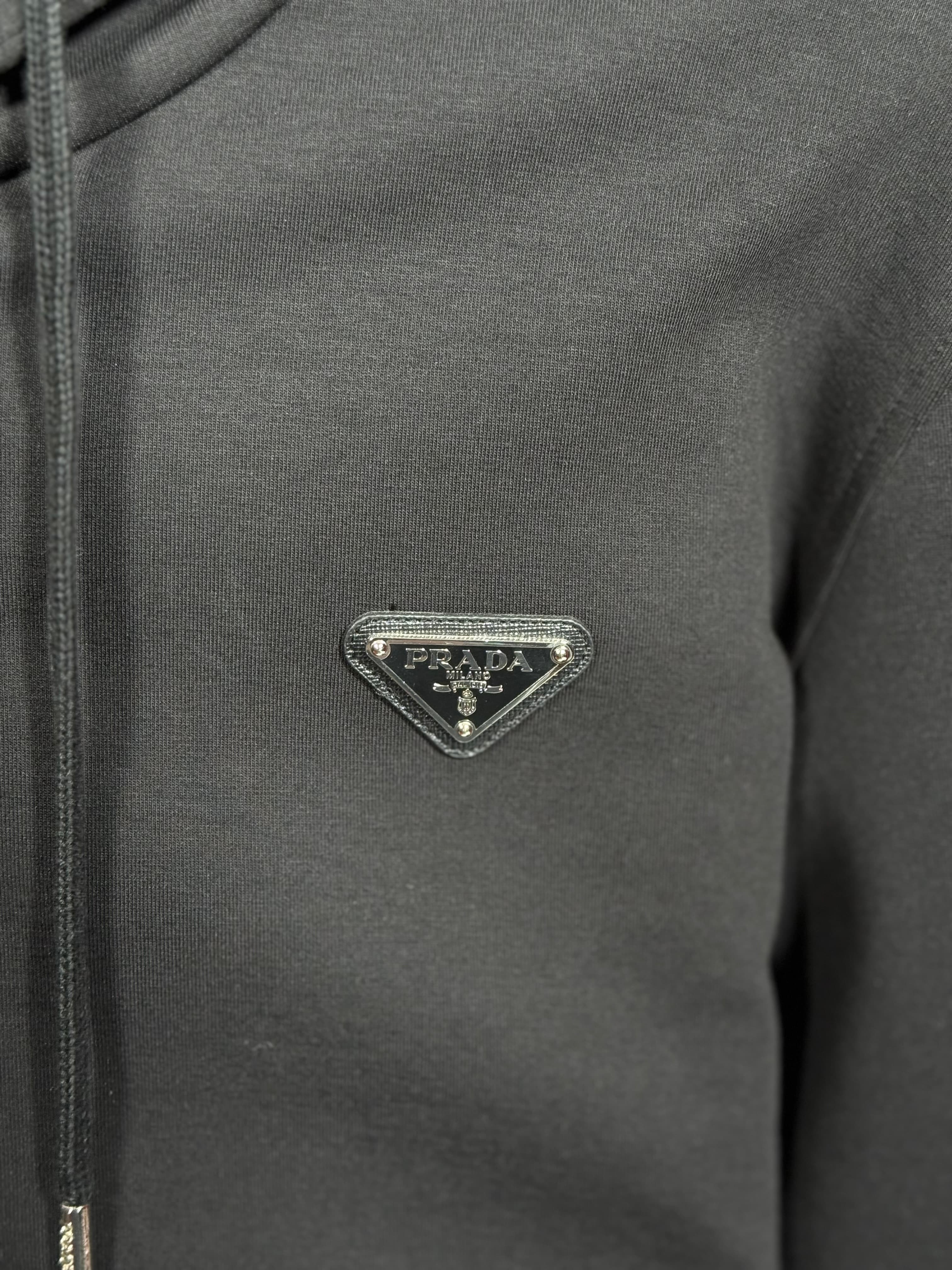 Tam Fermuarlı Metal Logo Detaylı Siyah Erkek Sweatshirt