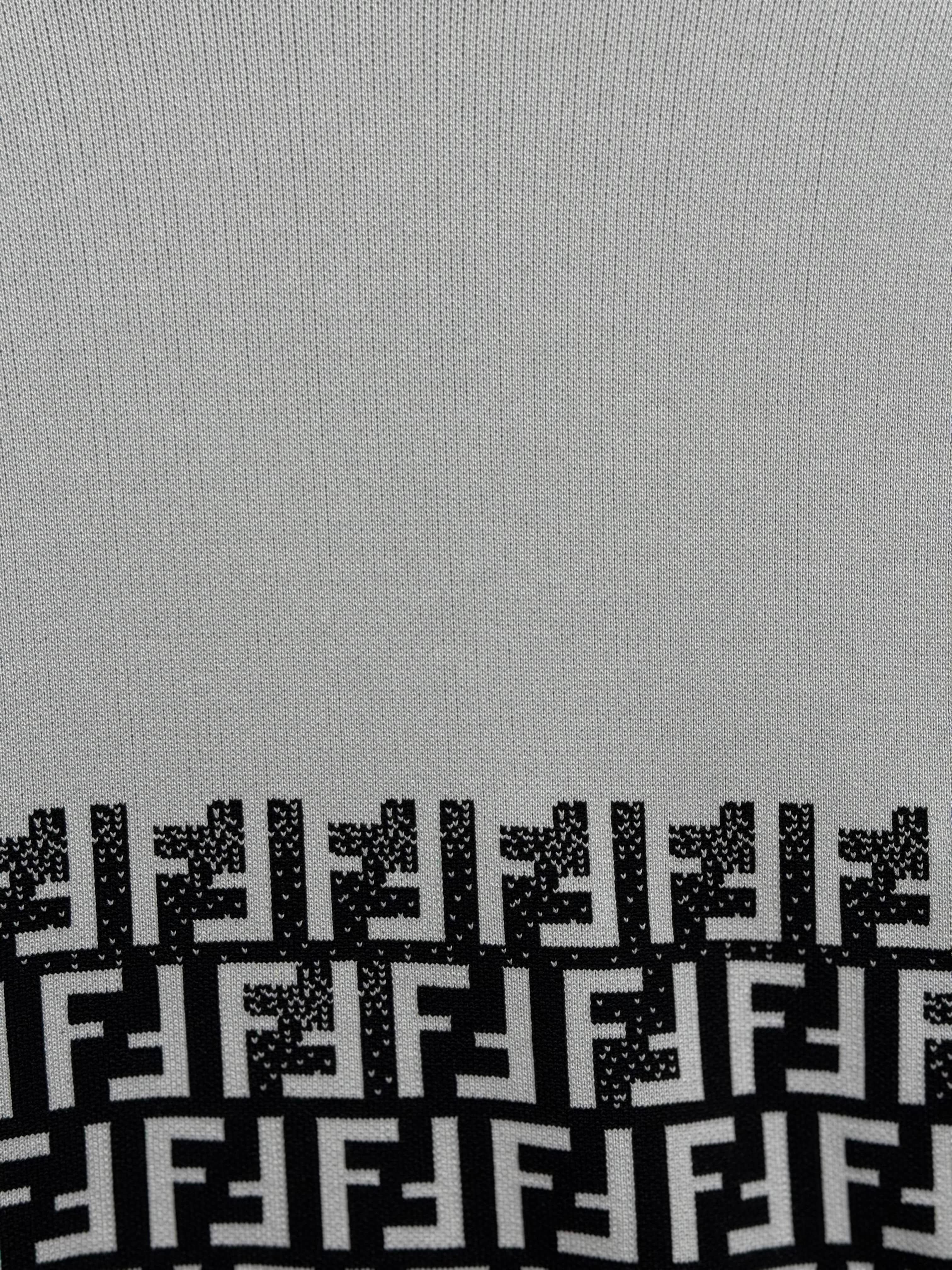 FF Logo Detaylı Beyaz Erkek Triko Kazak