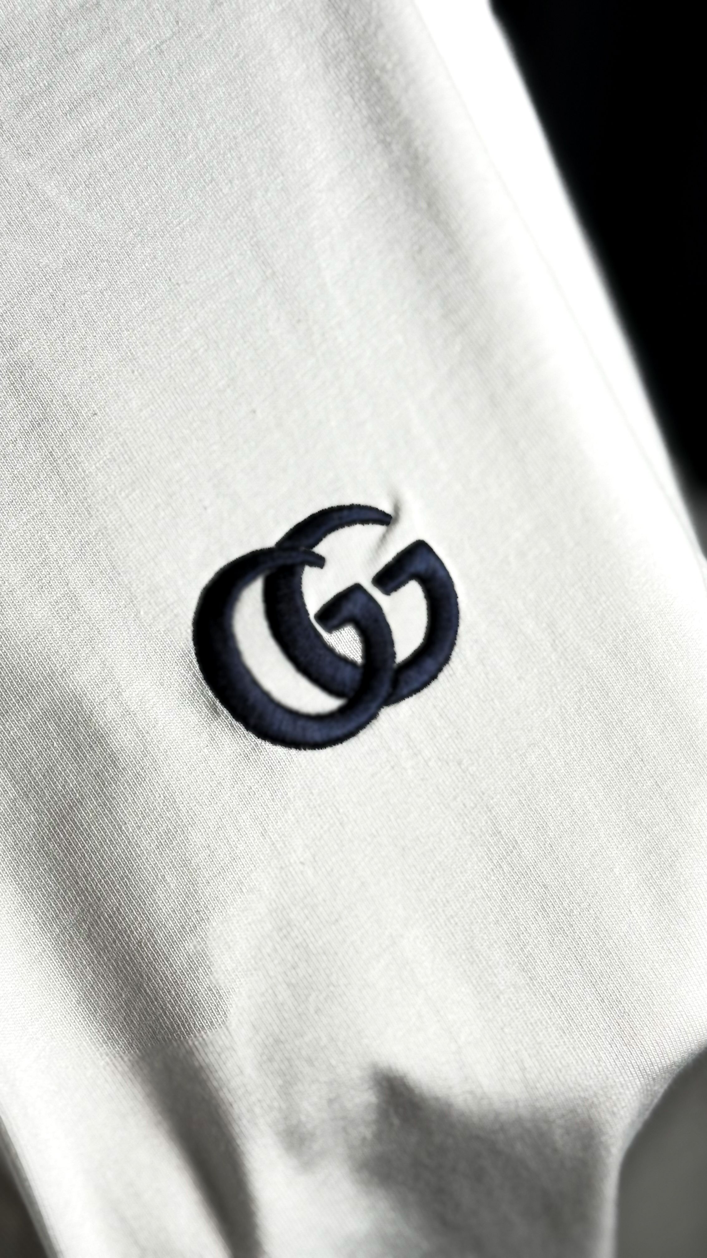 GG Nakış Logo Detaylı Beyaz Erkek T-shirt