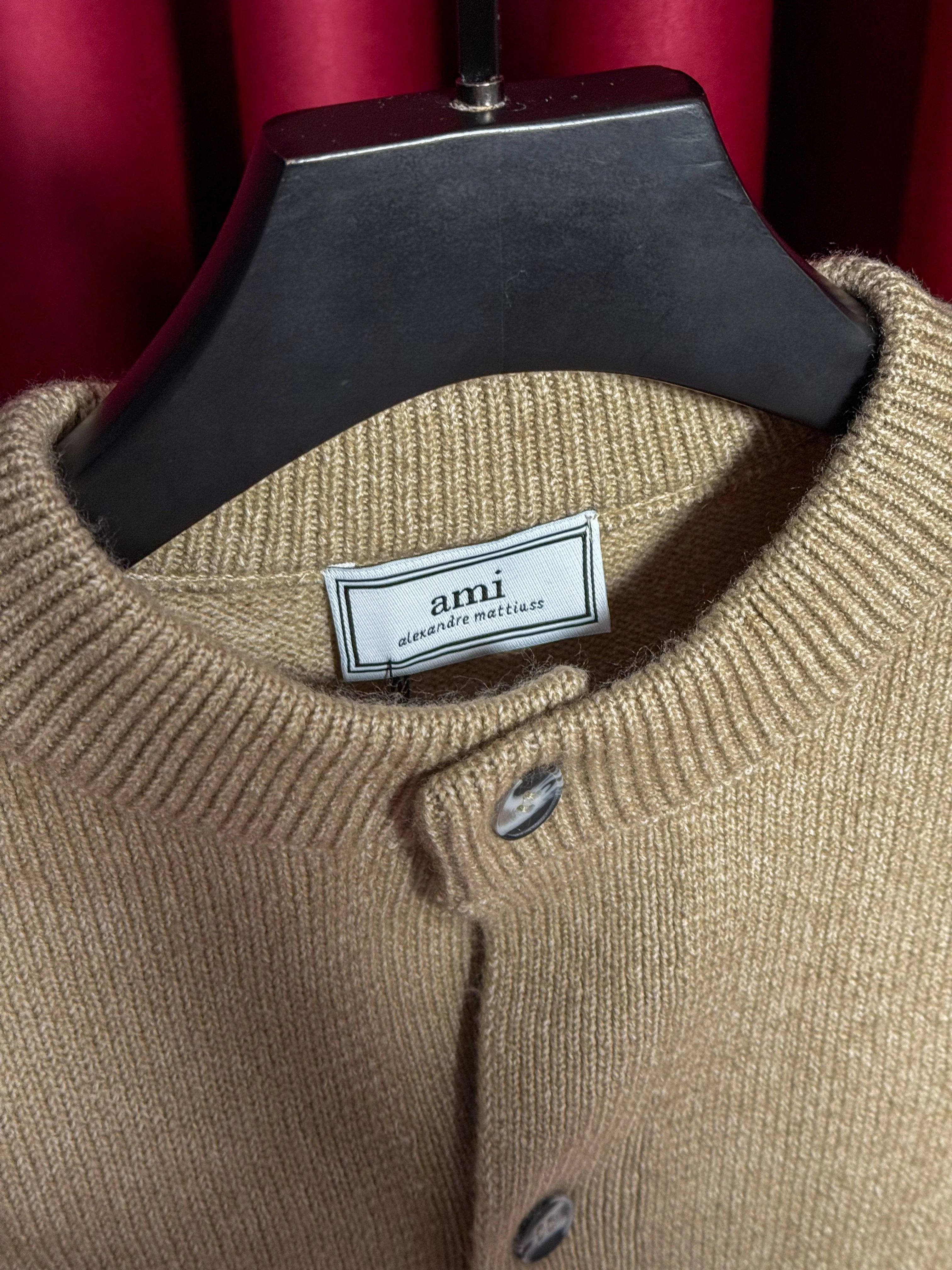 Erkek Sütlü Kahve Oversize Hırka - A Patch Detaylı