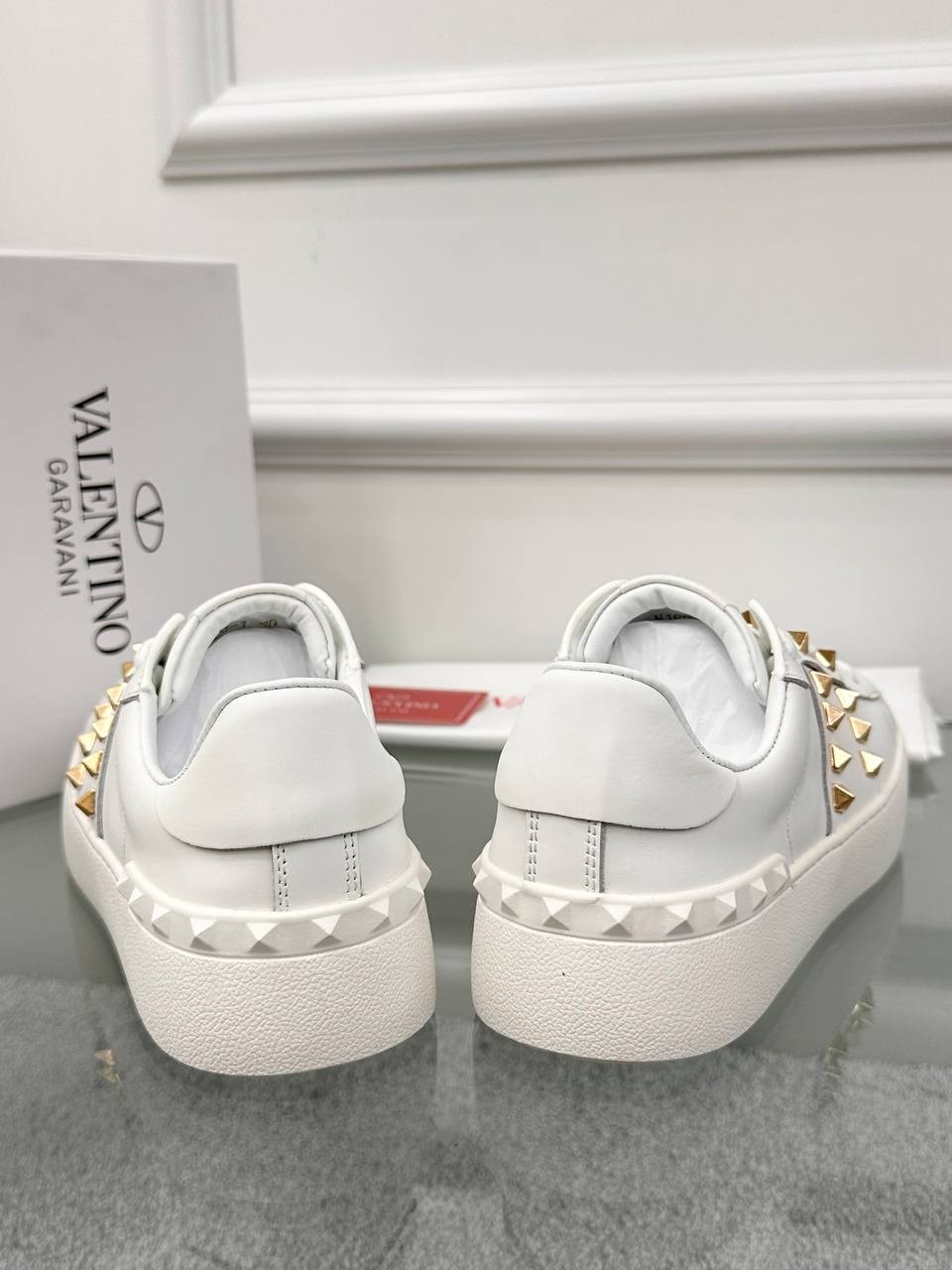 Gold Taş Detaylı Beyaz Erkek Deri Sneaker