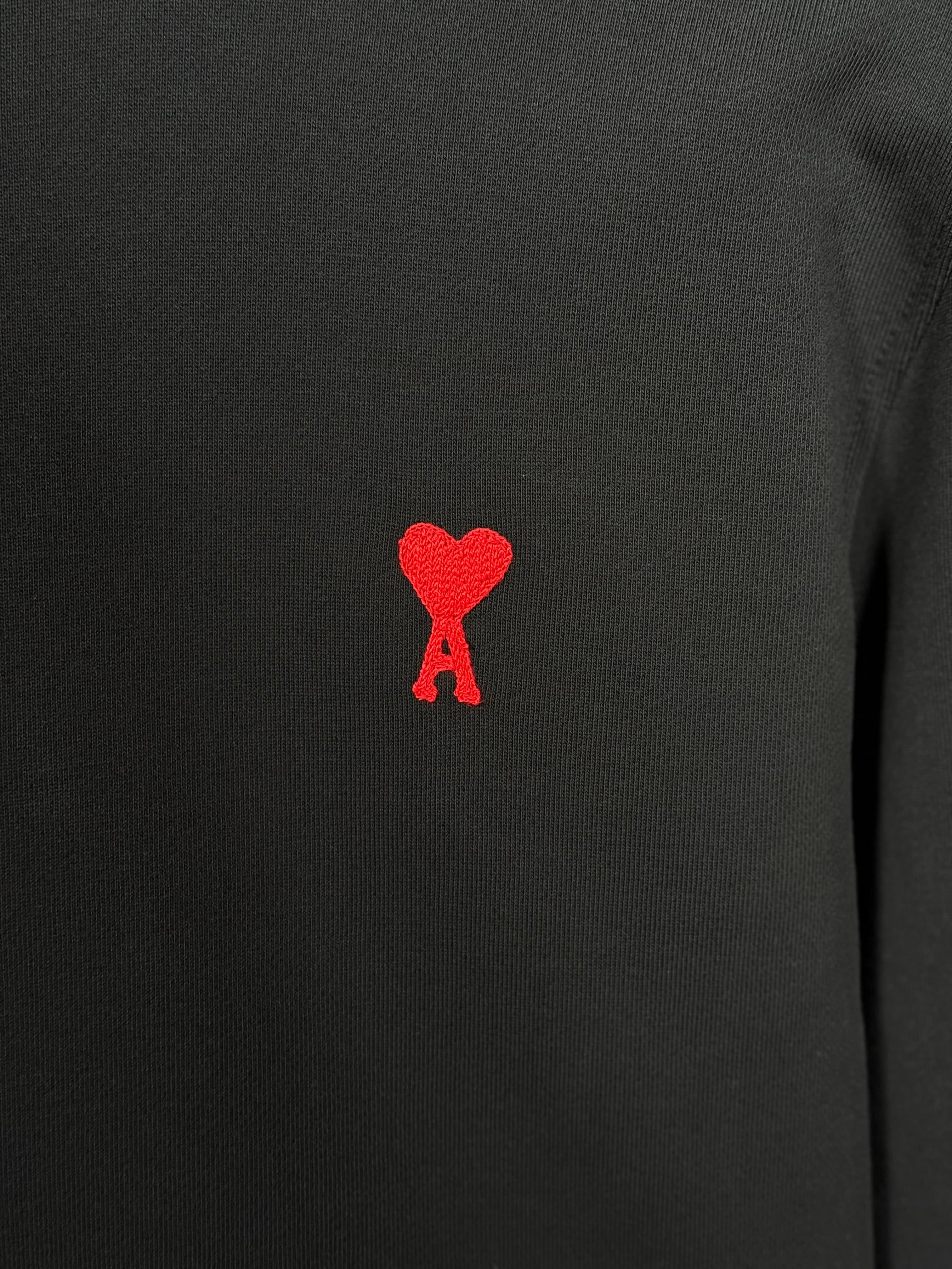 Kalp Nakış Logo Detaylı Siyah Erkek Sweatshirt
