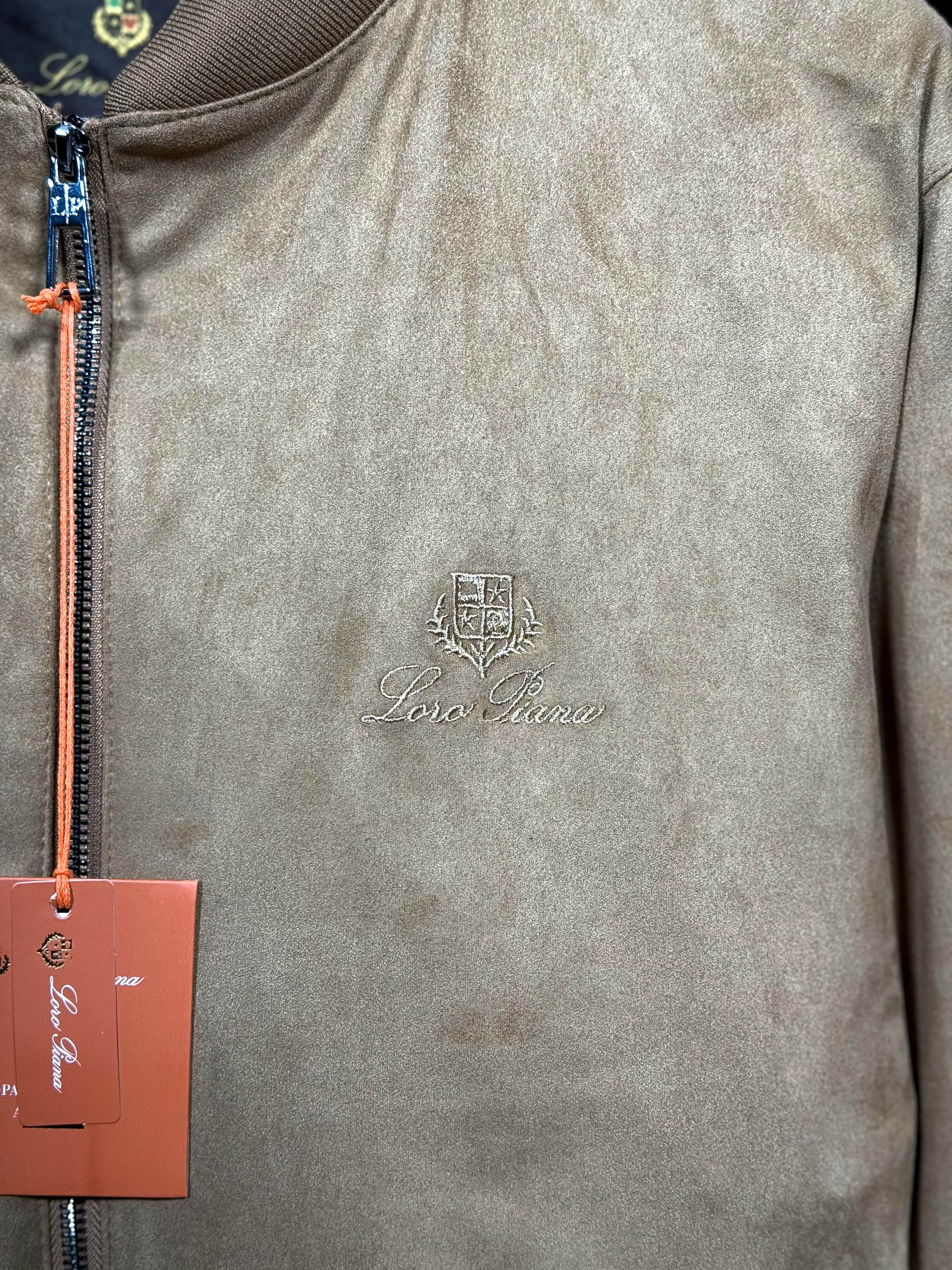 Nakış Logo Detaylı Taba Süet Erkek Ceket