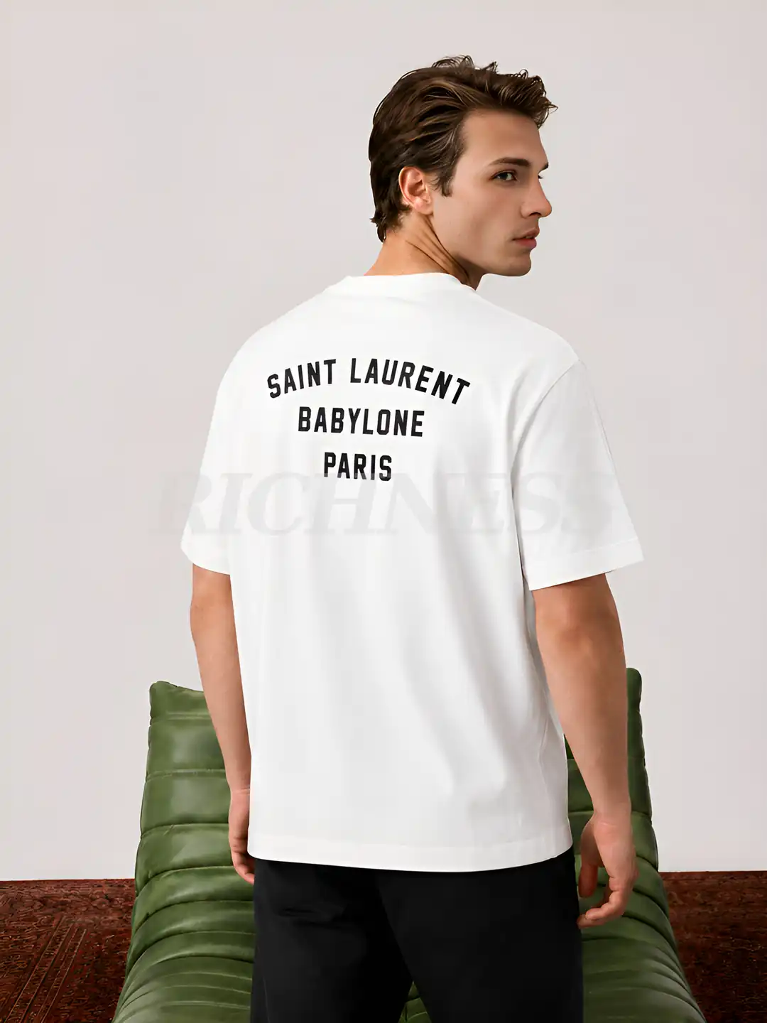 Saint Laurent Nakış Logo Detaylı Siyah Erkek T-shirt Fiyatla