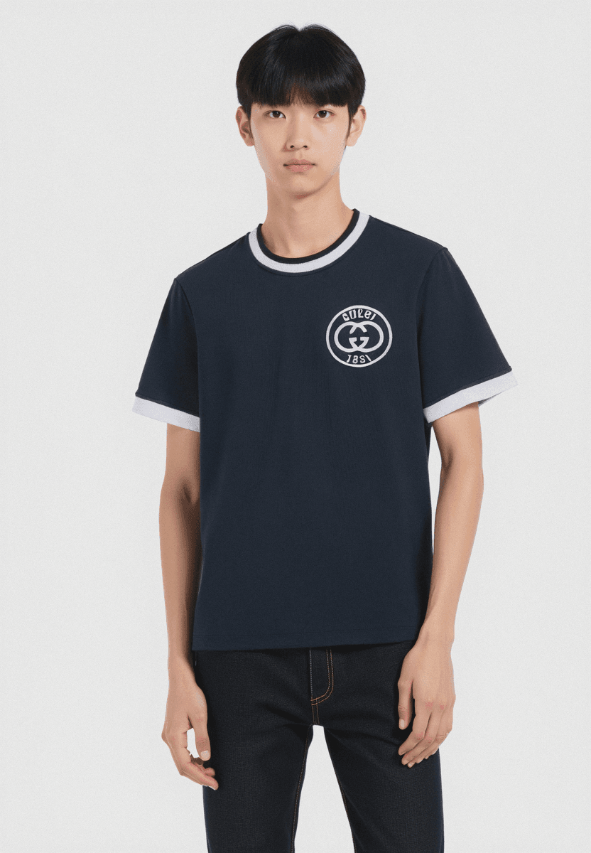 1921 Nakış Logo Detaylı Mavi Erkek T-shirt NW