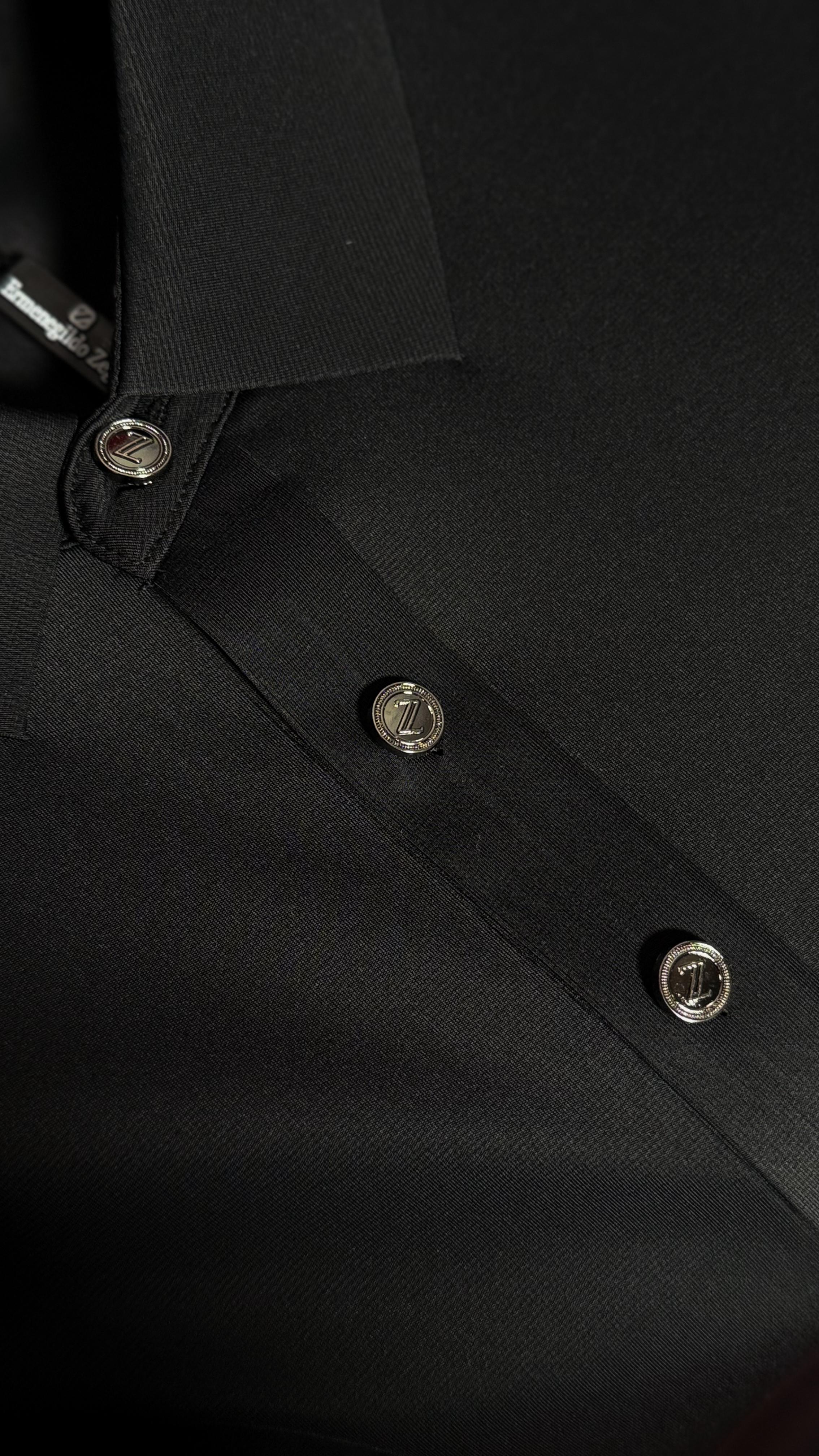 İthal Nakış Logo Detaylı Siyah Polo Yaka T-shirt