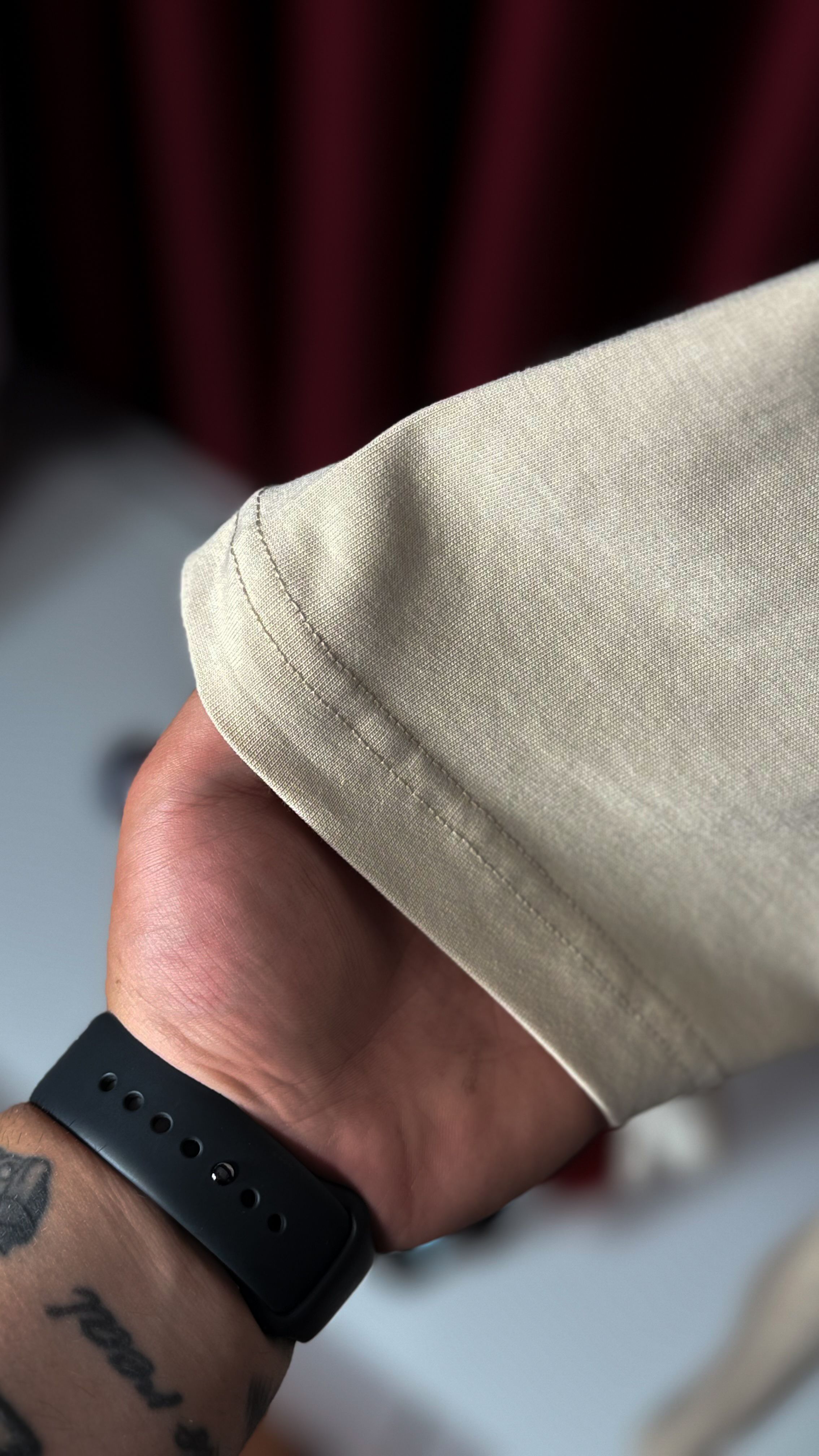 Nakış Logo Detaylı Bej Erkek T-shirt