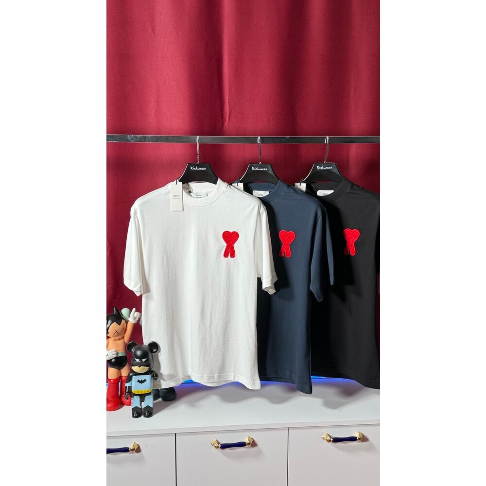 Kalp Logo Nakış İşlemeli Oversize Siyah Erkek T-shirt NW