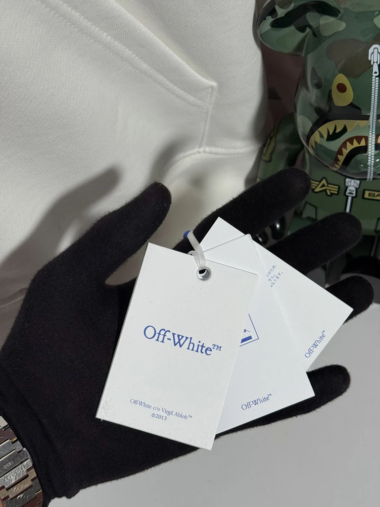 Beyaz Stripe Detaylı Oversize Hoodie