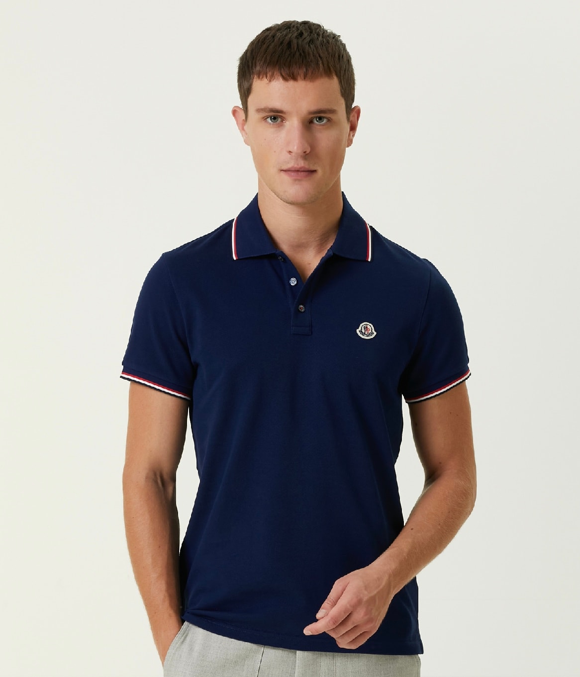 Logo Detaylı Lacivert Erkek Polo Yaka T-shirt