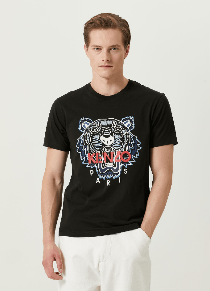 Kaplan Logo Detaylı Siyah Erkek T-shirt NW