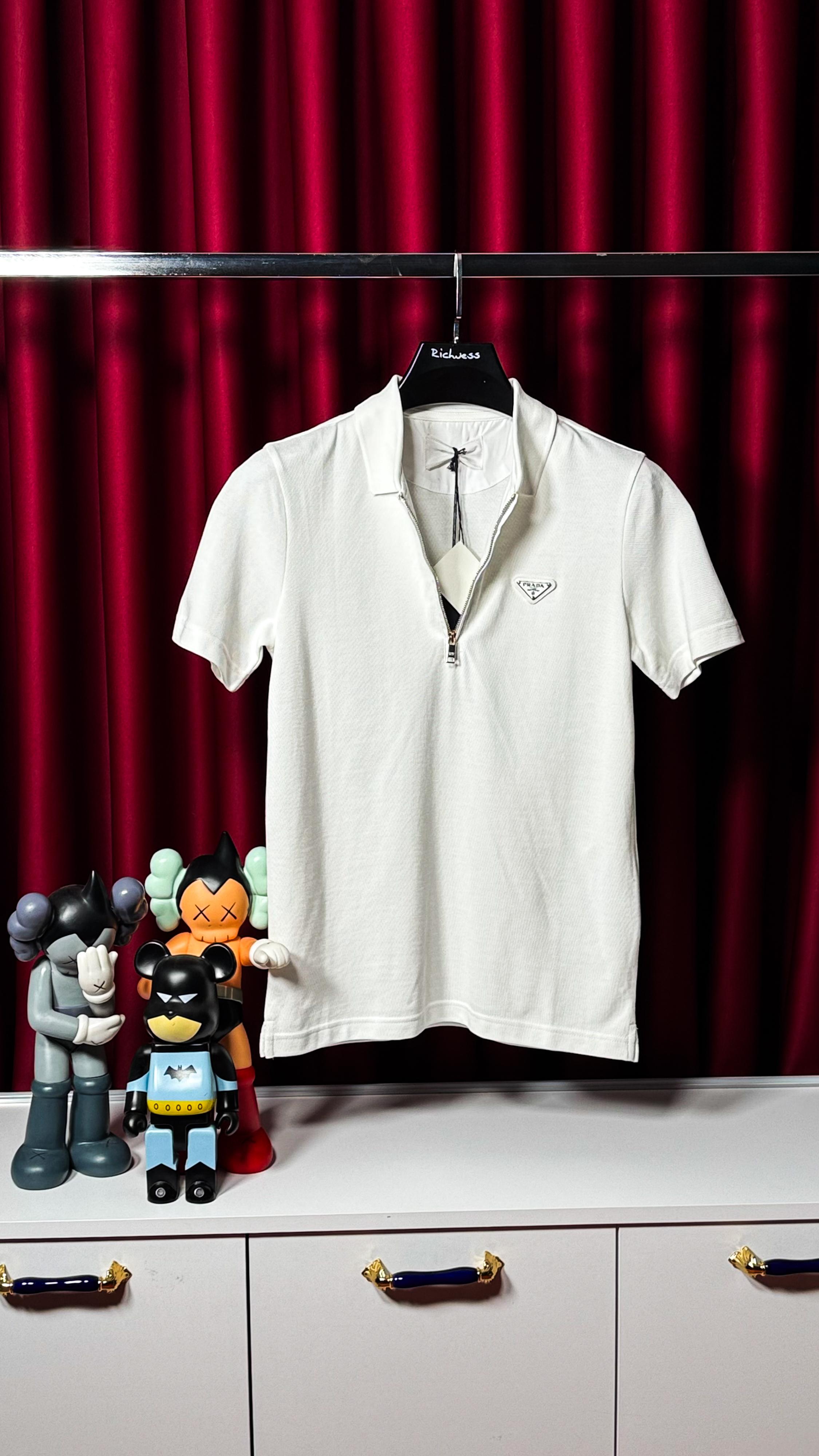 Yarım Fermuarlı Beyaz Erkek Polo T-shirt