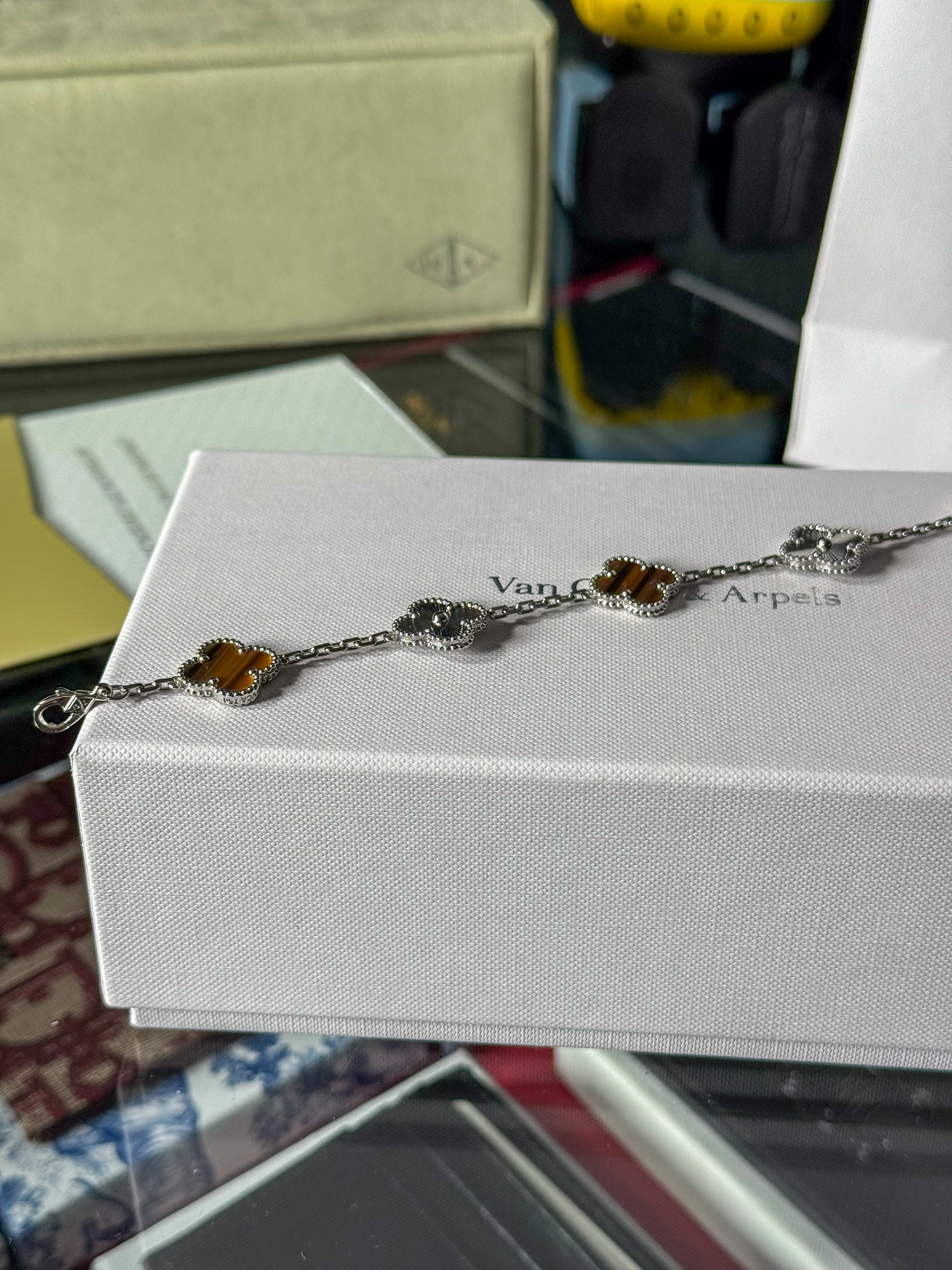 Gümüş Ahşap Taşlı Unisex Bileklik