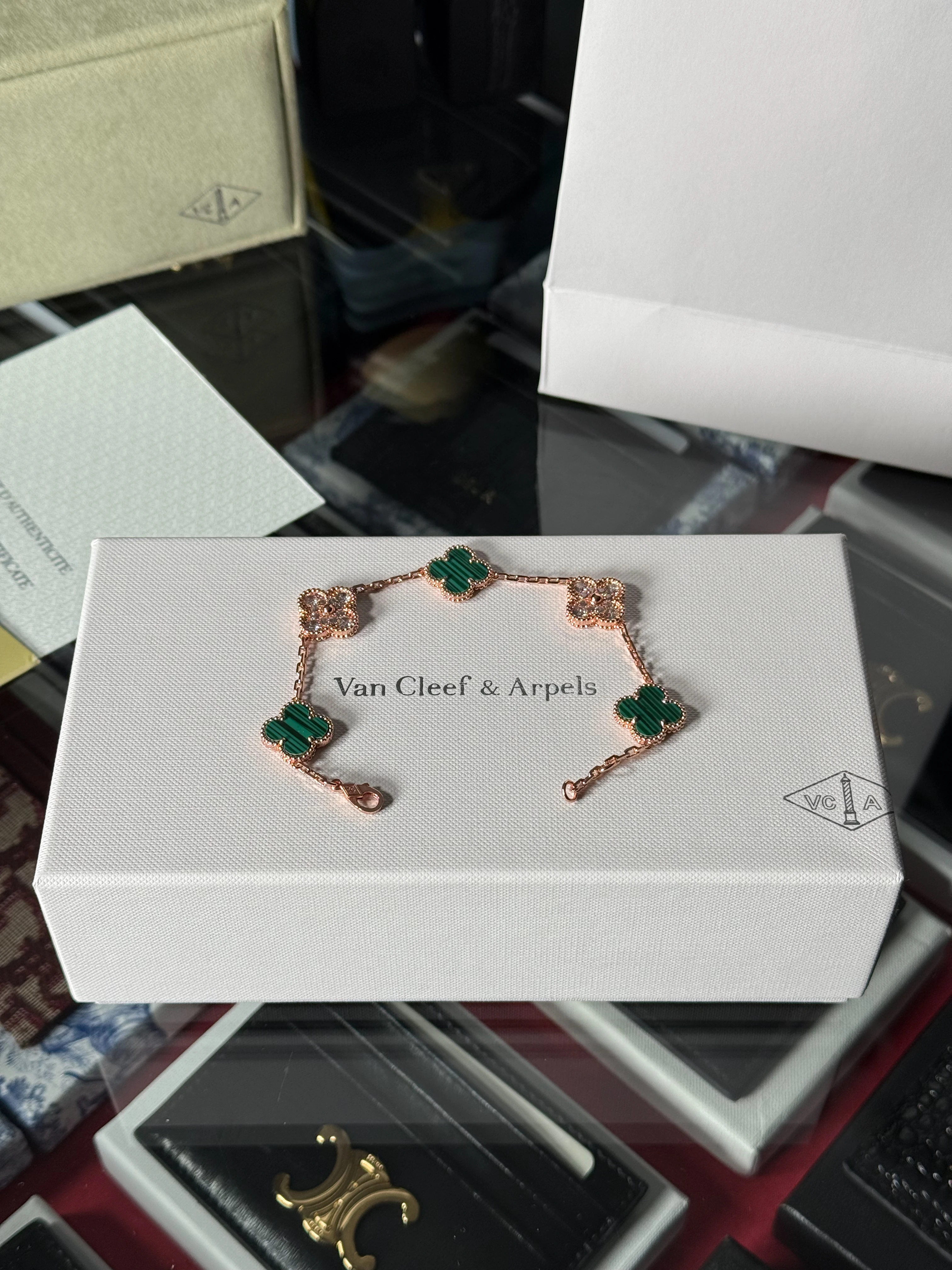 Gold Yeşil Taşlı Unisex Bileklik